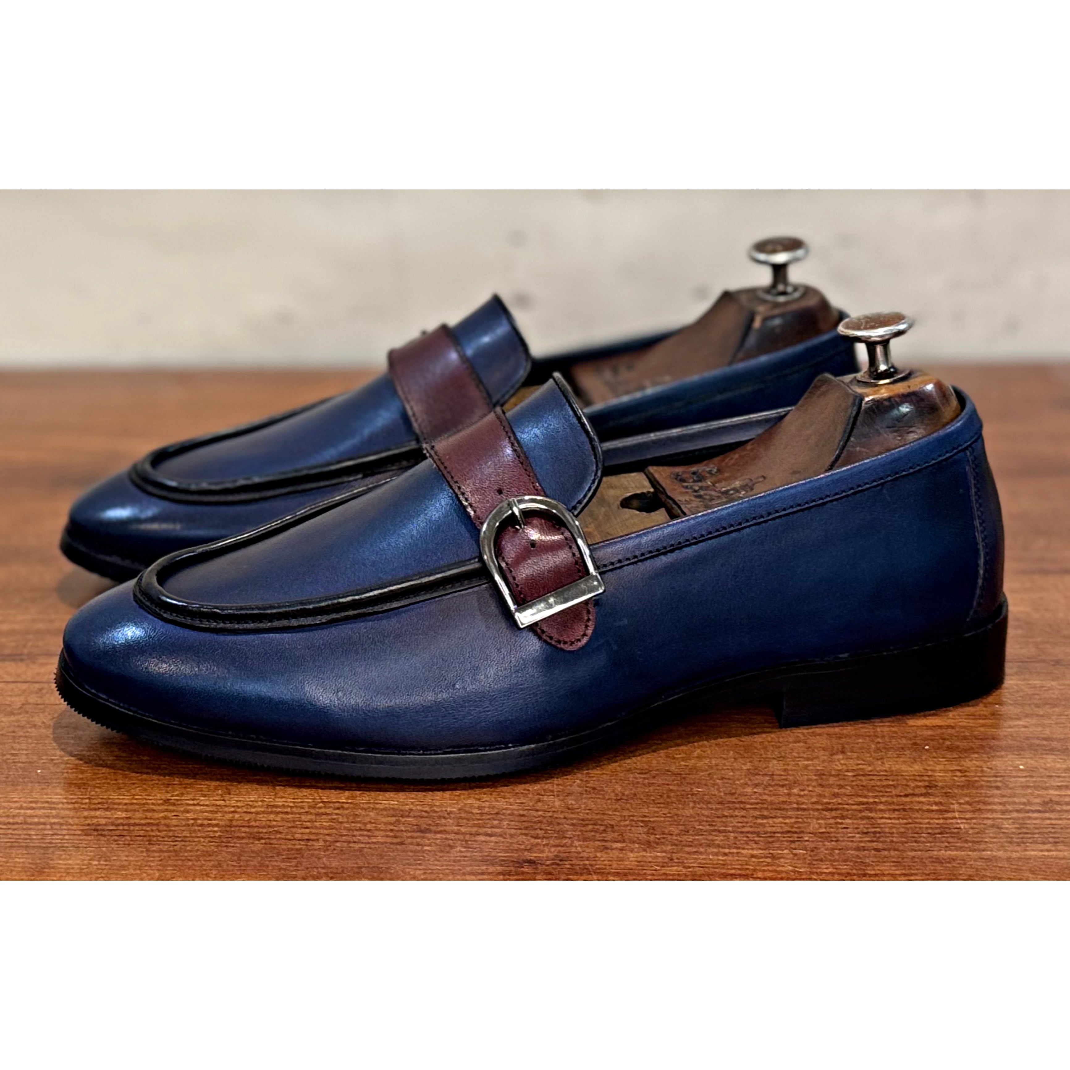 Helio Blue Hand Patina Loafers