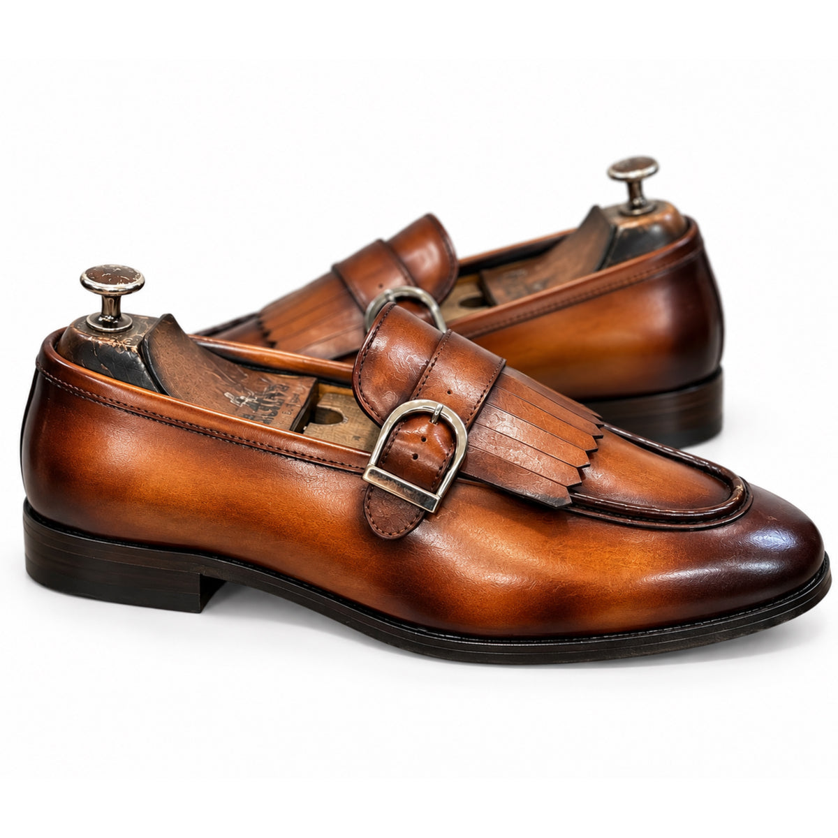 Cognac Sovereign Kiltie Buckle Loafers