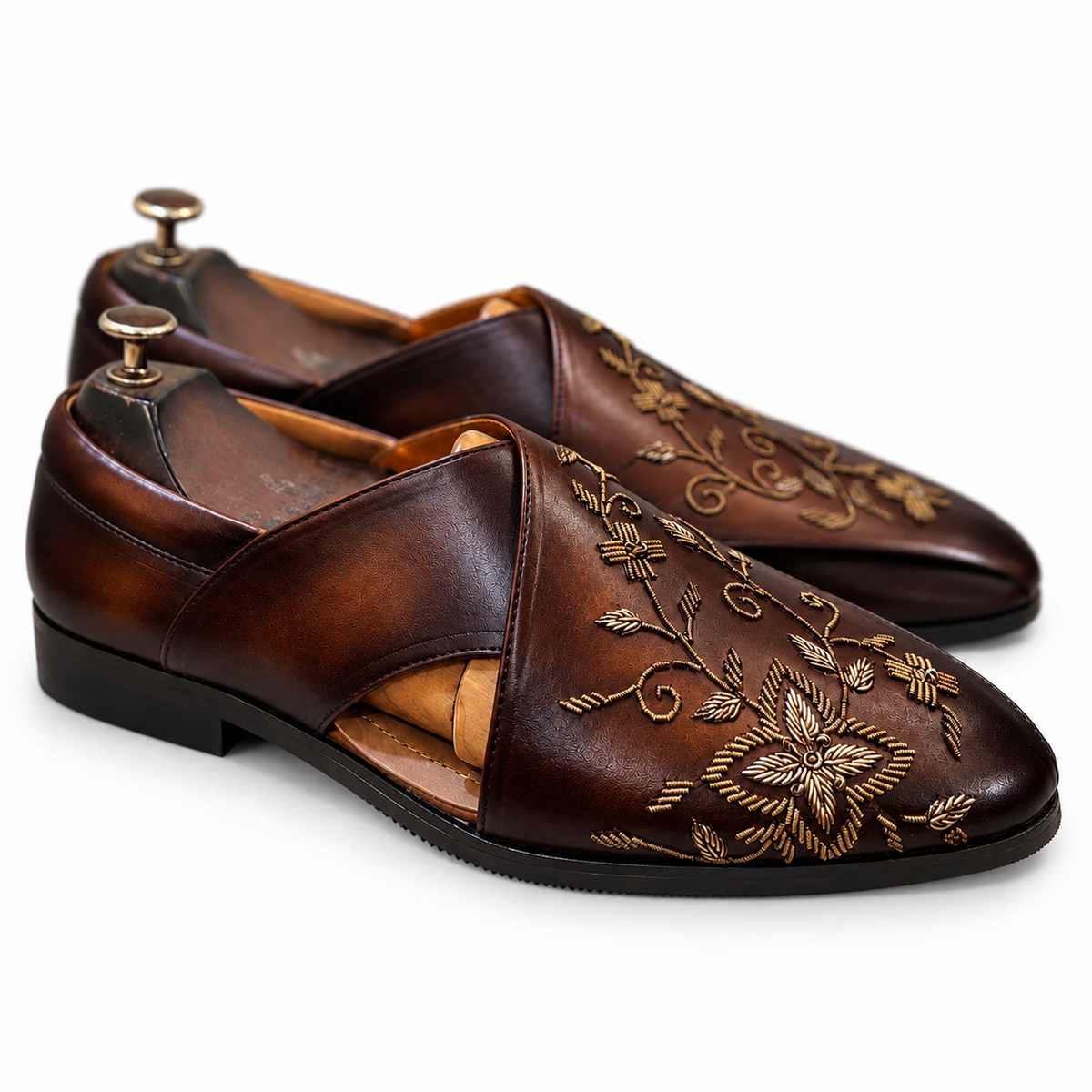 Mahogany Zari Peshwari Sandals