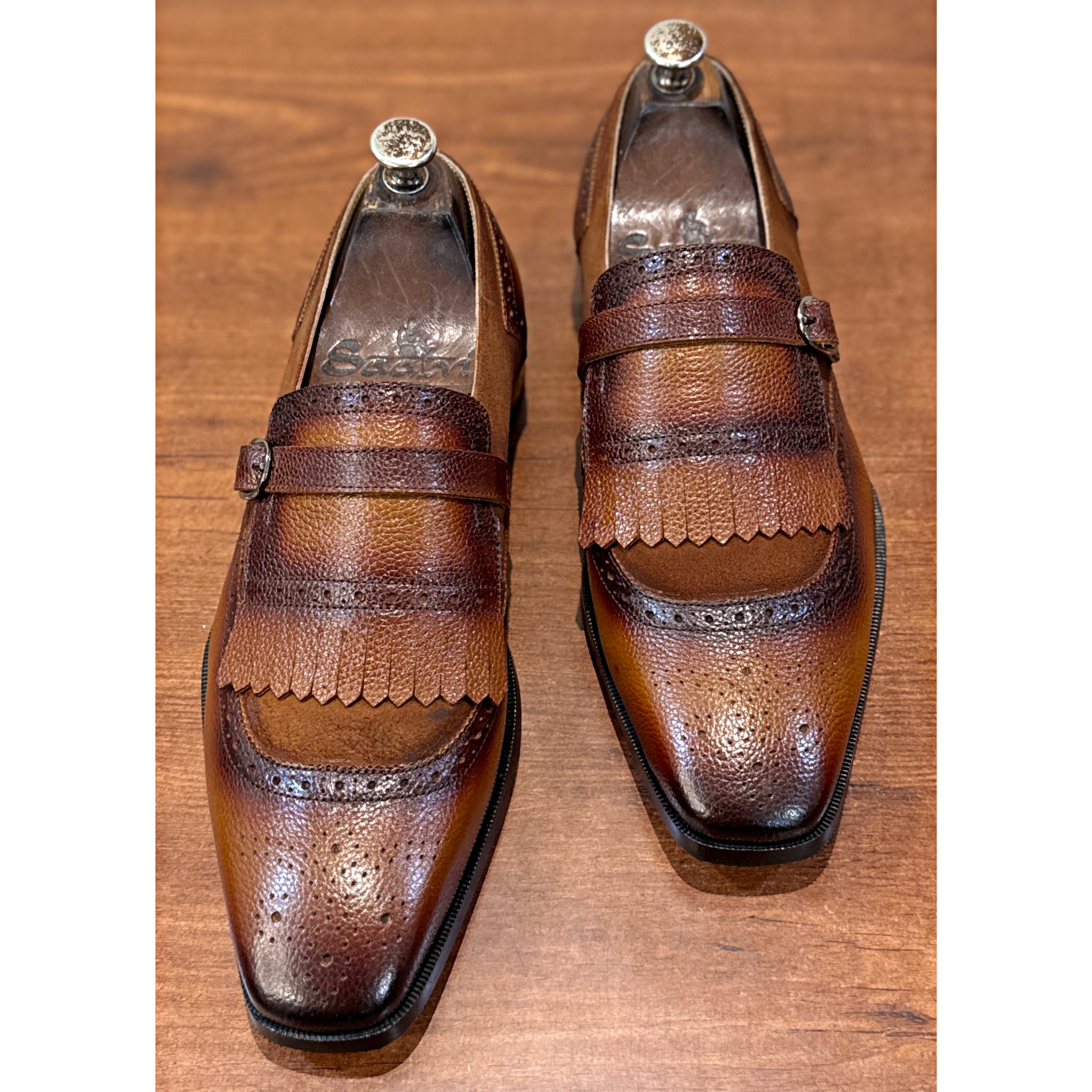 The Sovereign Monk – Handmade Two Tone Brown Monk Strap Loafers