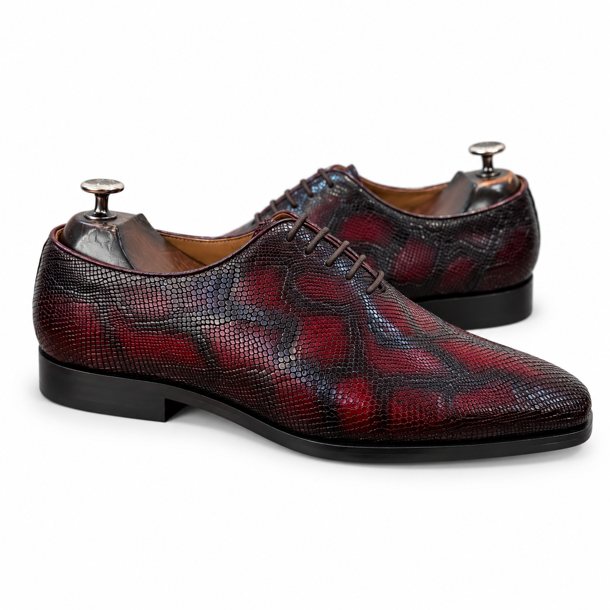 Bordeaux Noir Textured Oxford Shoes