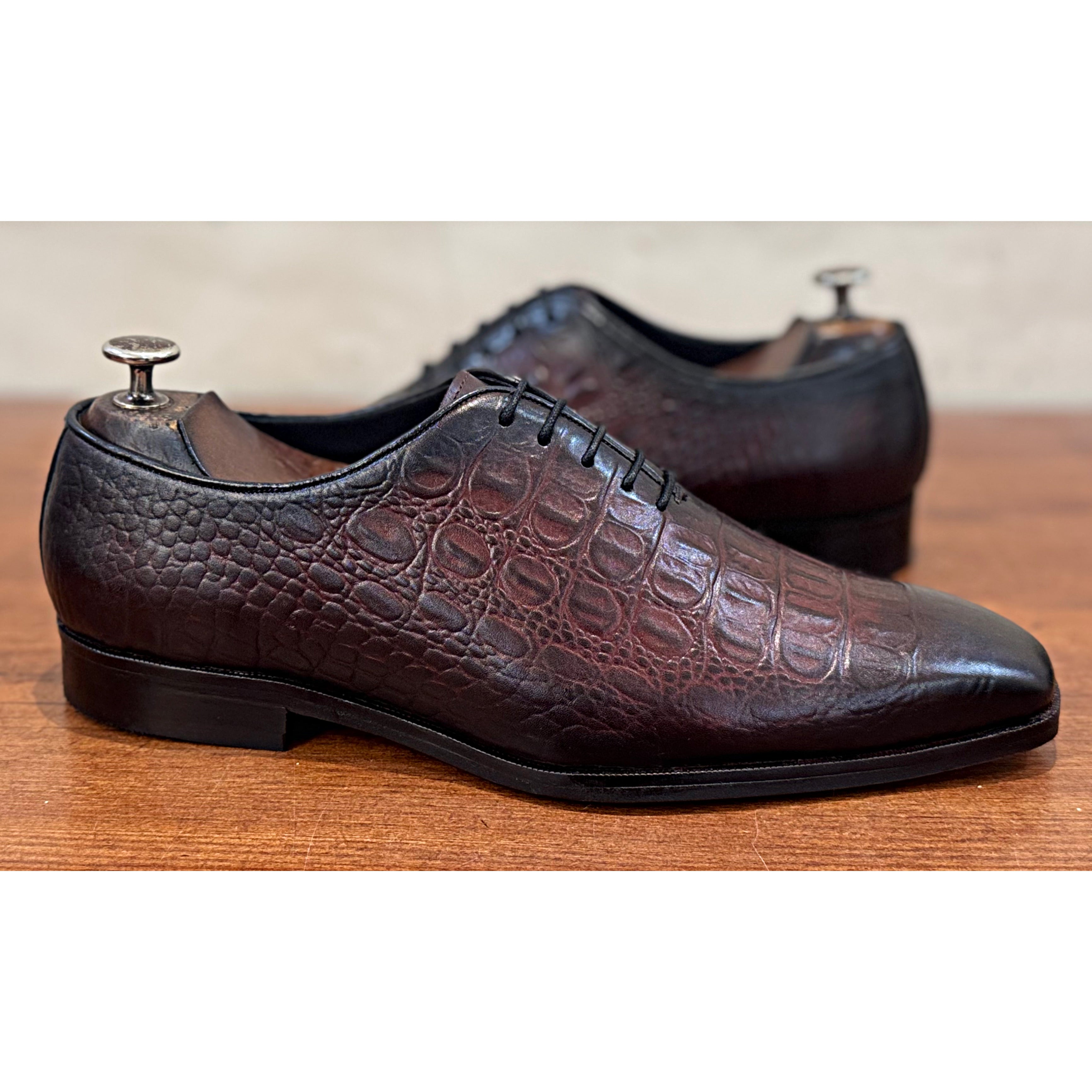 Brown Croco Oxfords
