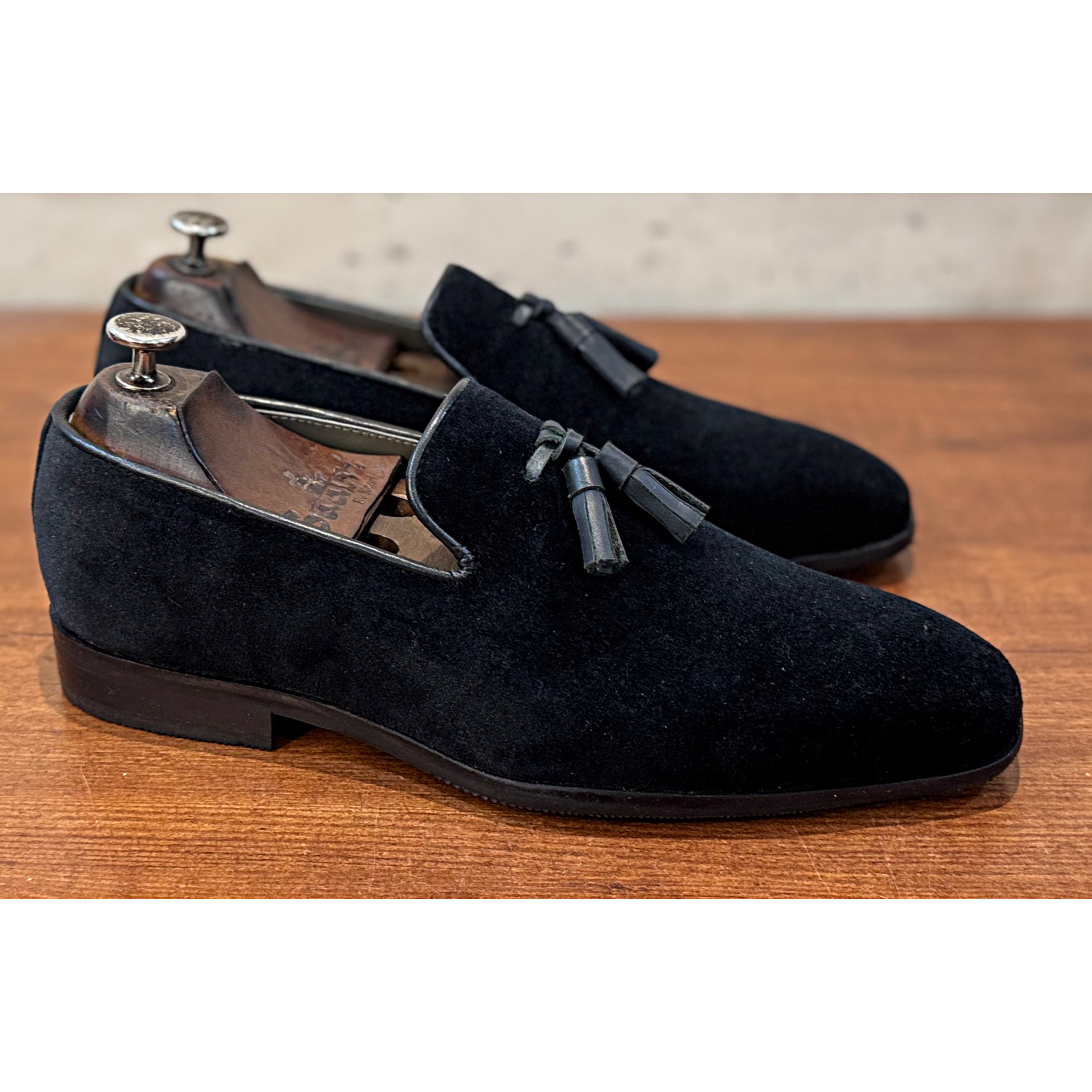 Black Velvet Loafers Tassels