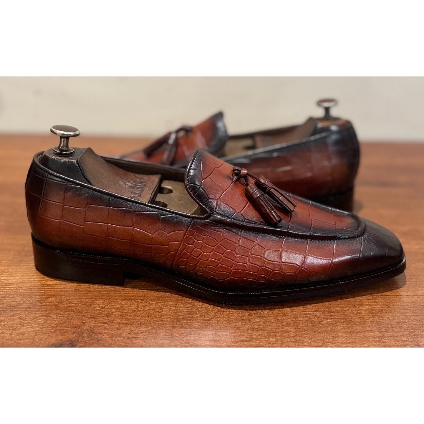 Studland - Tan Croco Tassel Loafers
