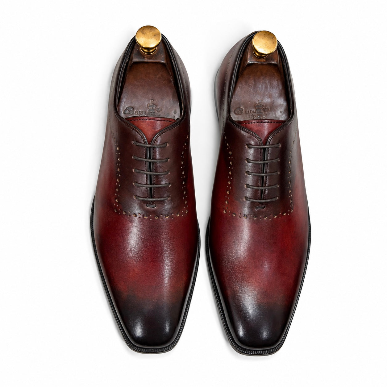 Hand-Finished Burgundy Leather Brogue Oxford Shoes