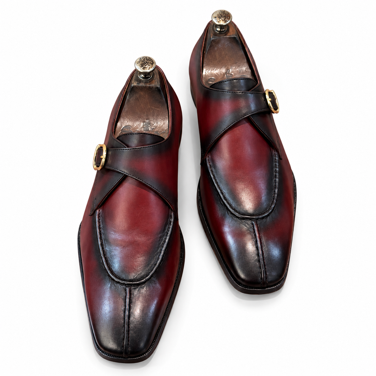 Aureate Cognac Patina Single Monk Strap