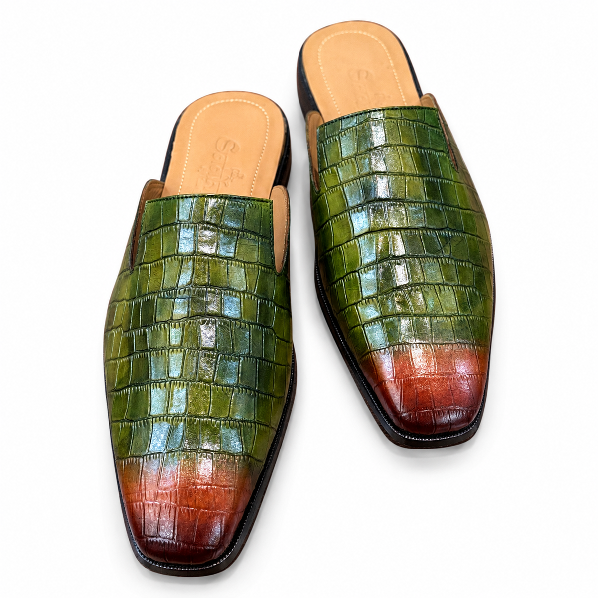 Monaco Verde Croc Mule