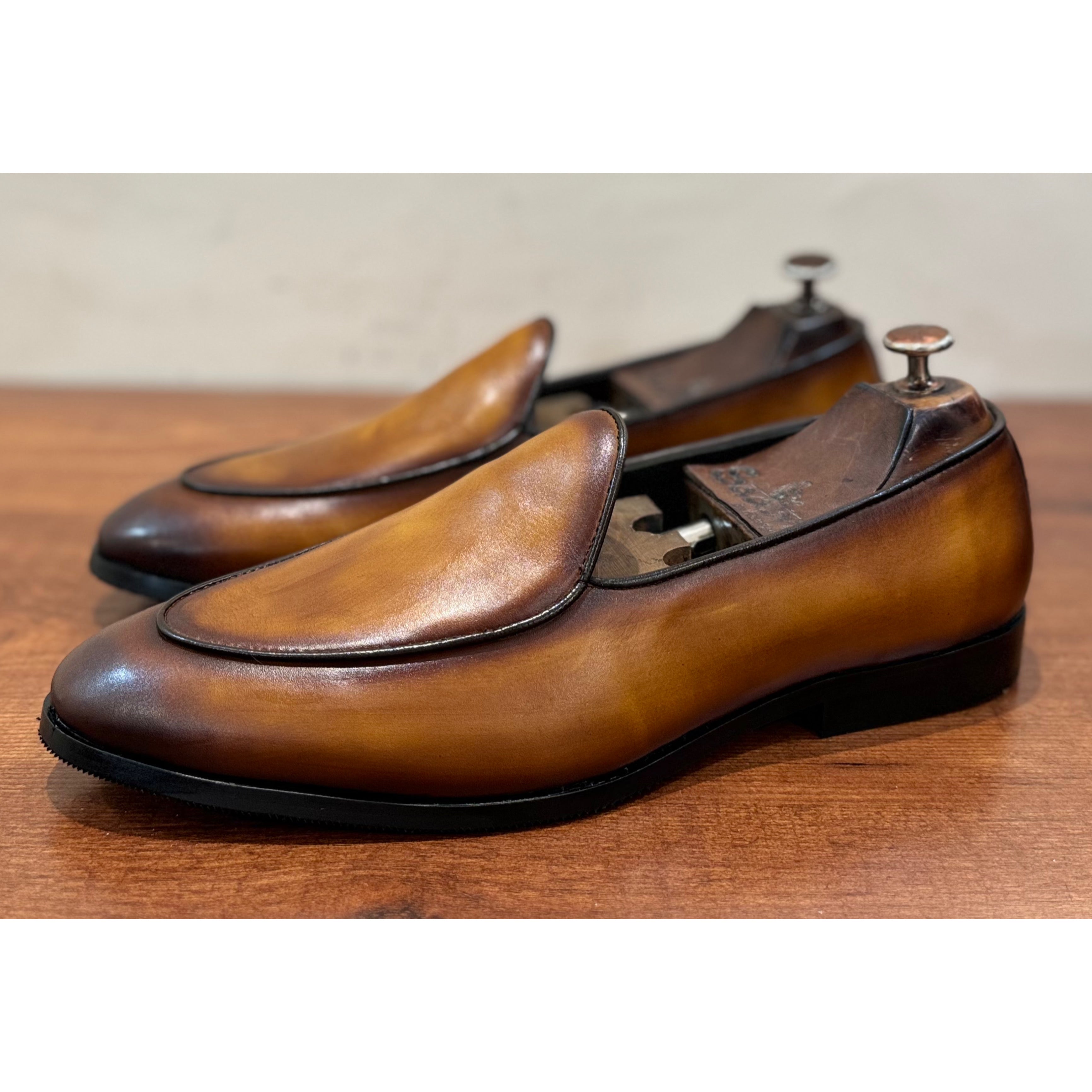 Belgian Loafers Hand Patina Finish