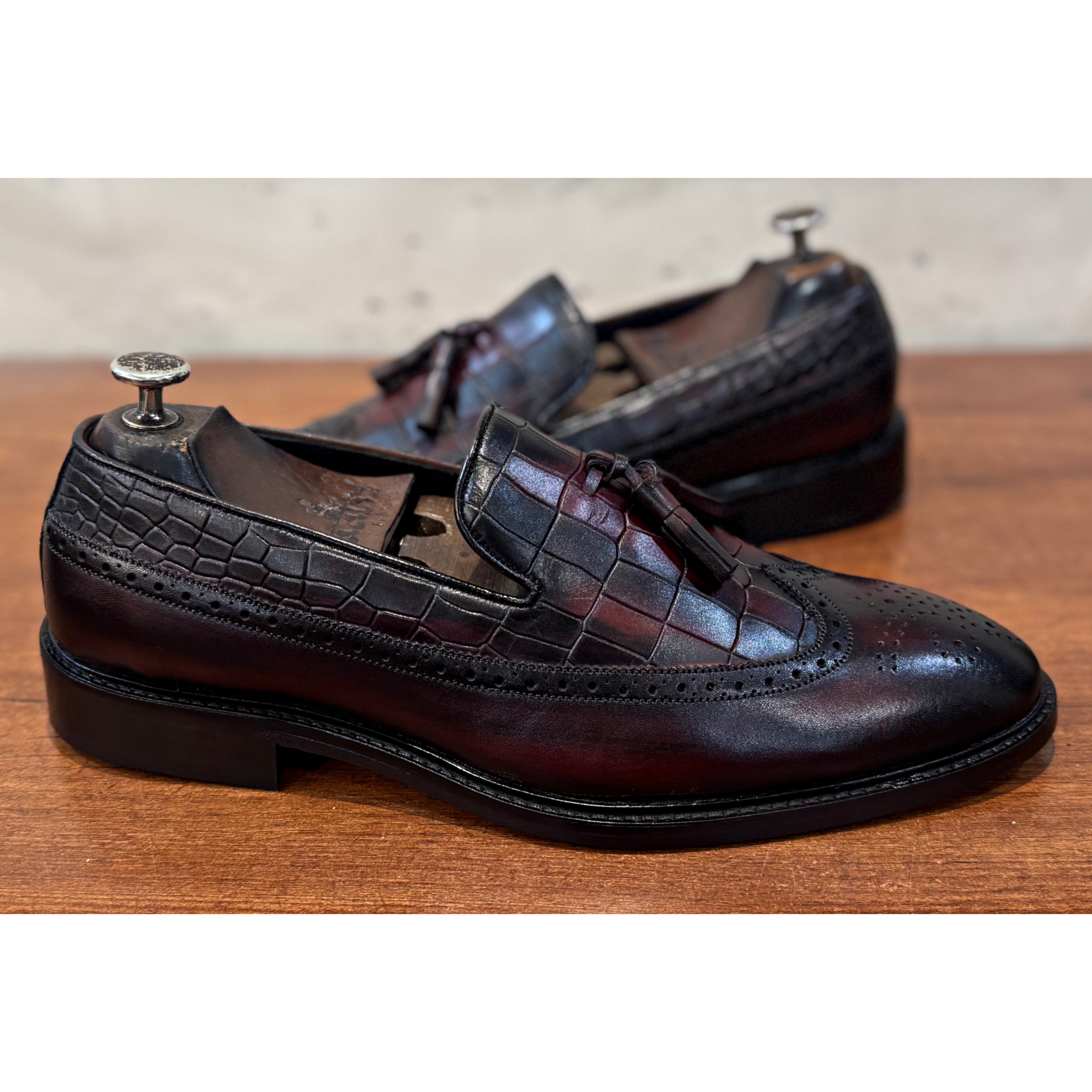 Wingcap Loafers With Tassels - Bordo