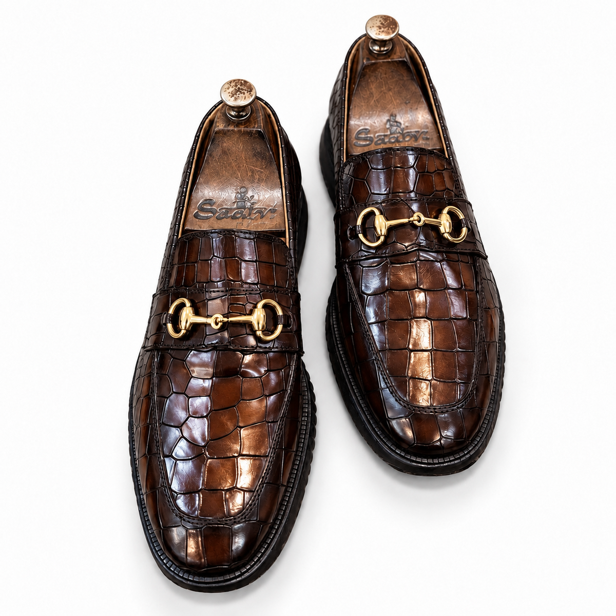 Aurelio Croco Gold Horsebit Loafers