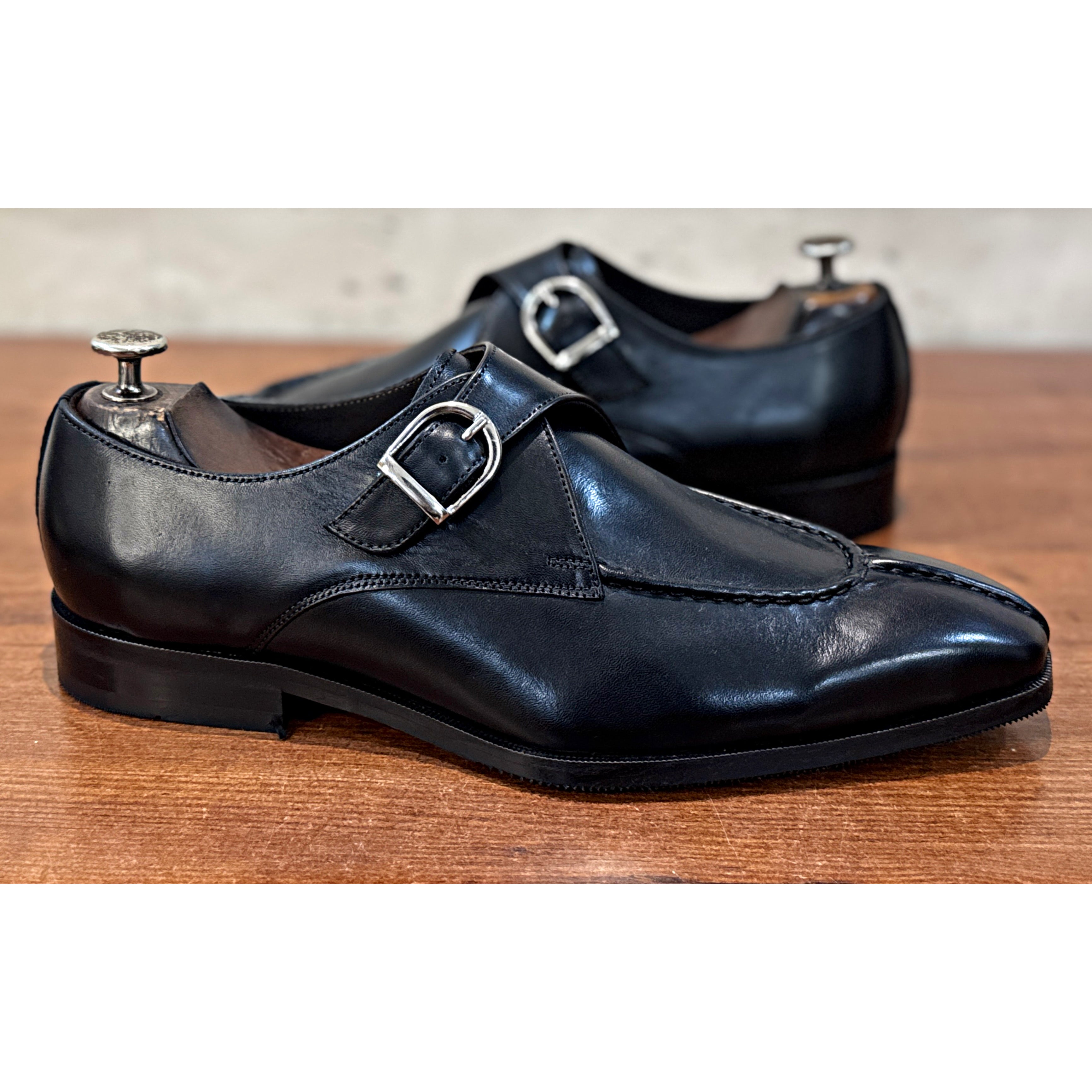Savile Row Belgian Apron Monk Shoes – Noir Obsidian