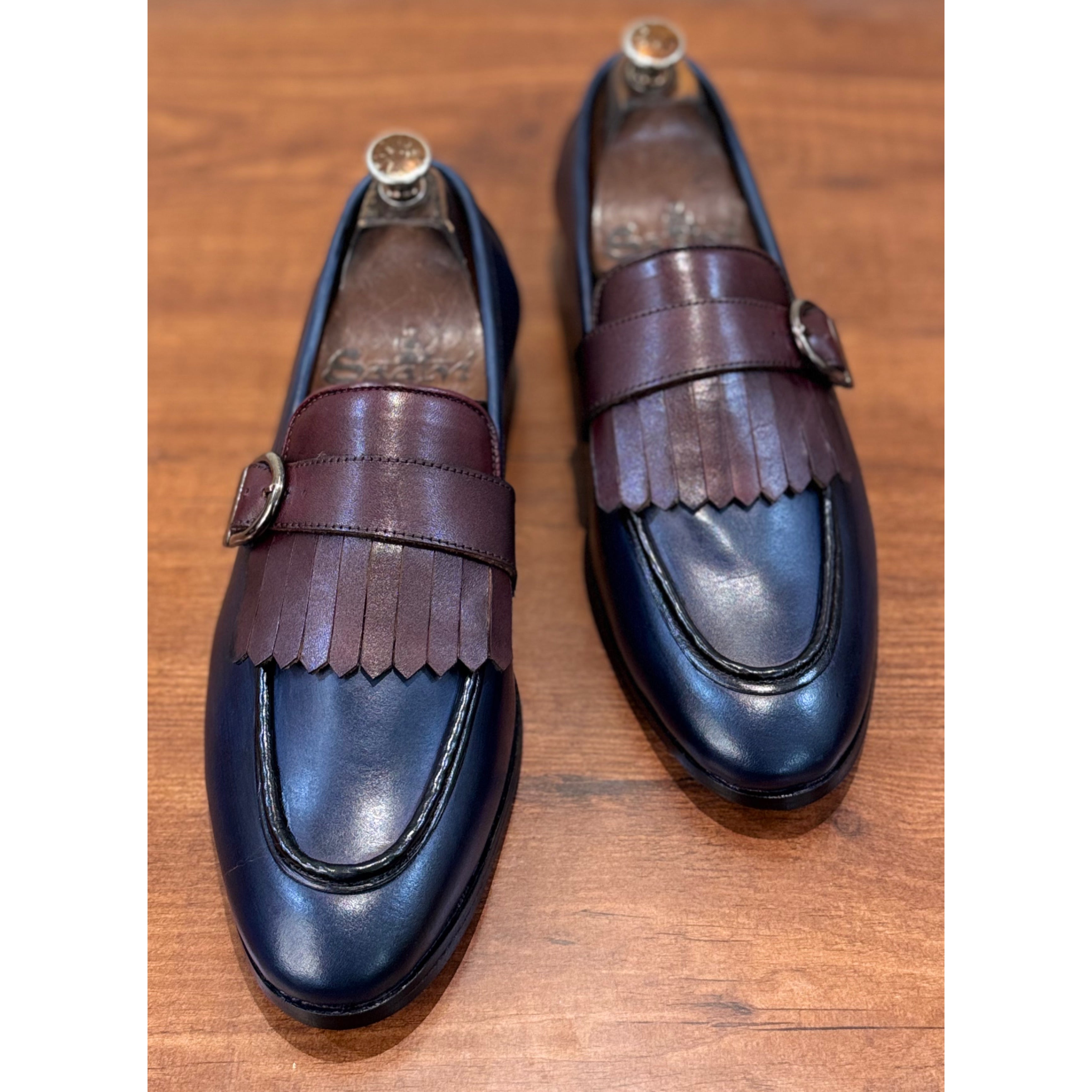 Blue Loafers With Fringes
