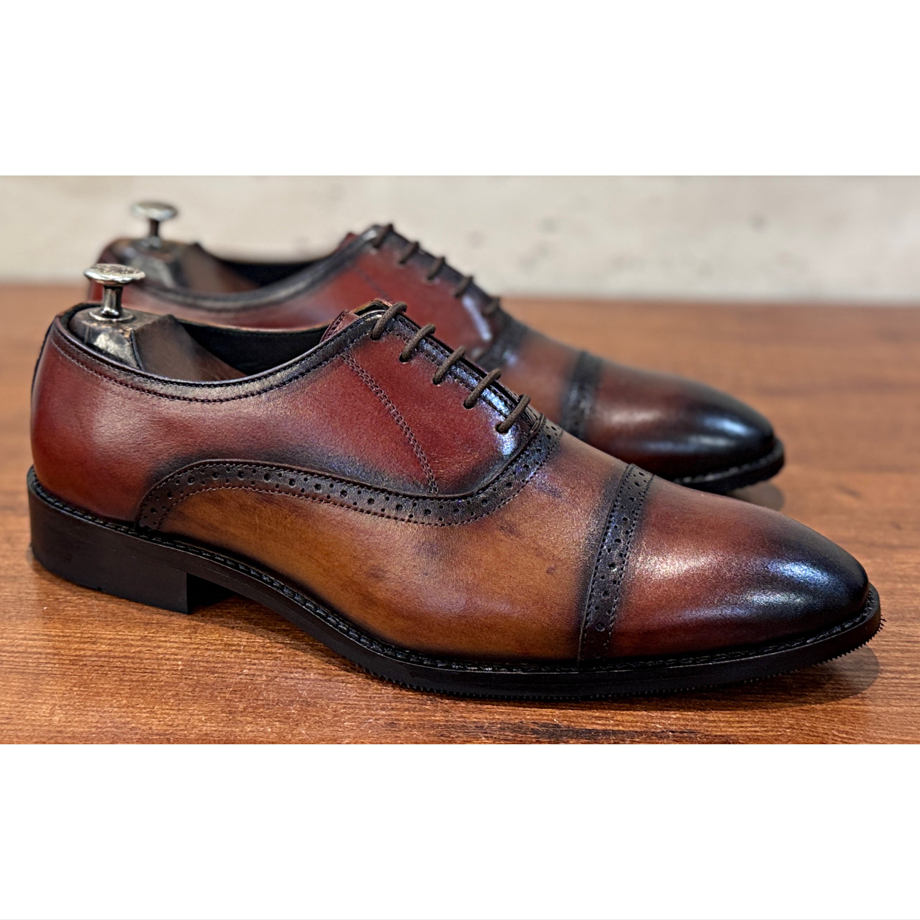 Imperial Cognac Cap Toe Oxfords