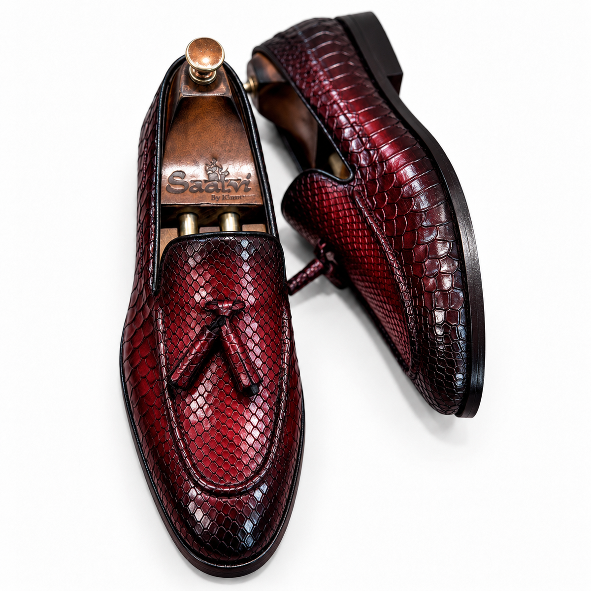 Crimson Serpente Royale Tassel Loafers