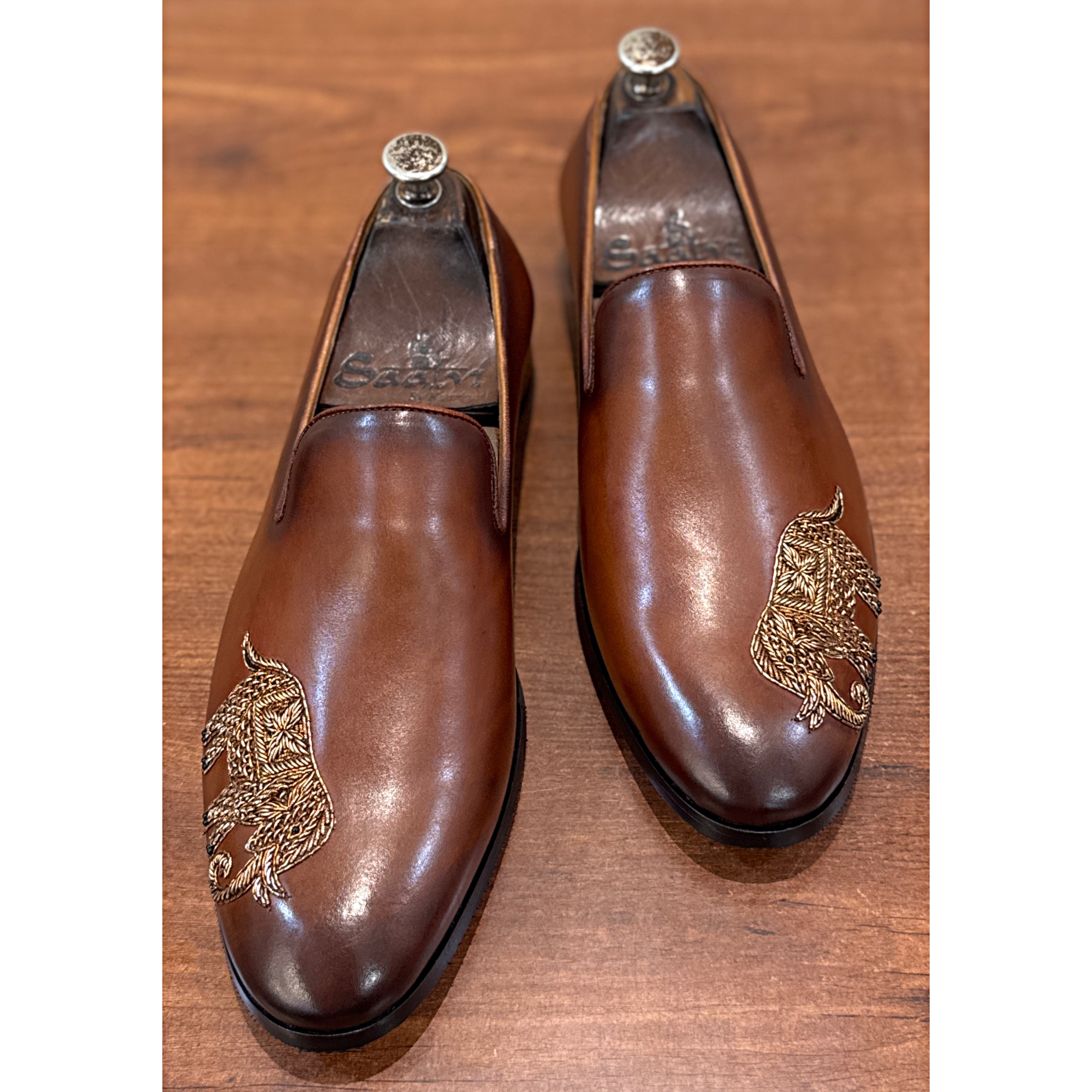 The Maharaja Elephant Slipper – Brown Luxury Embroidered Loafers
