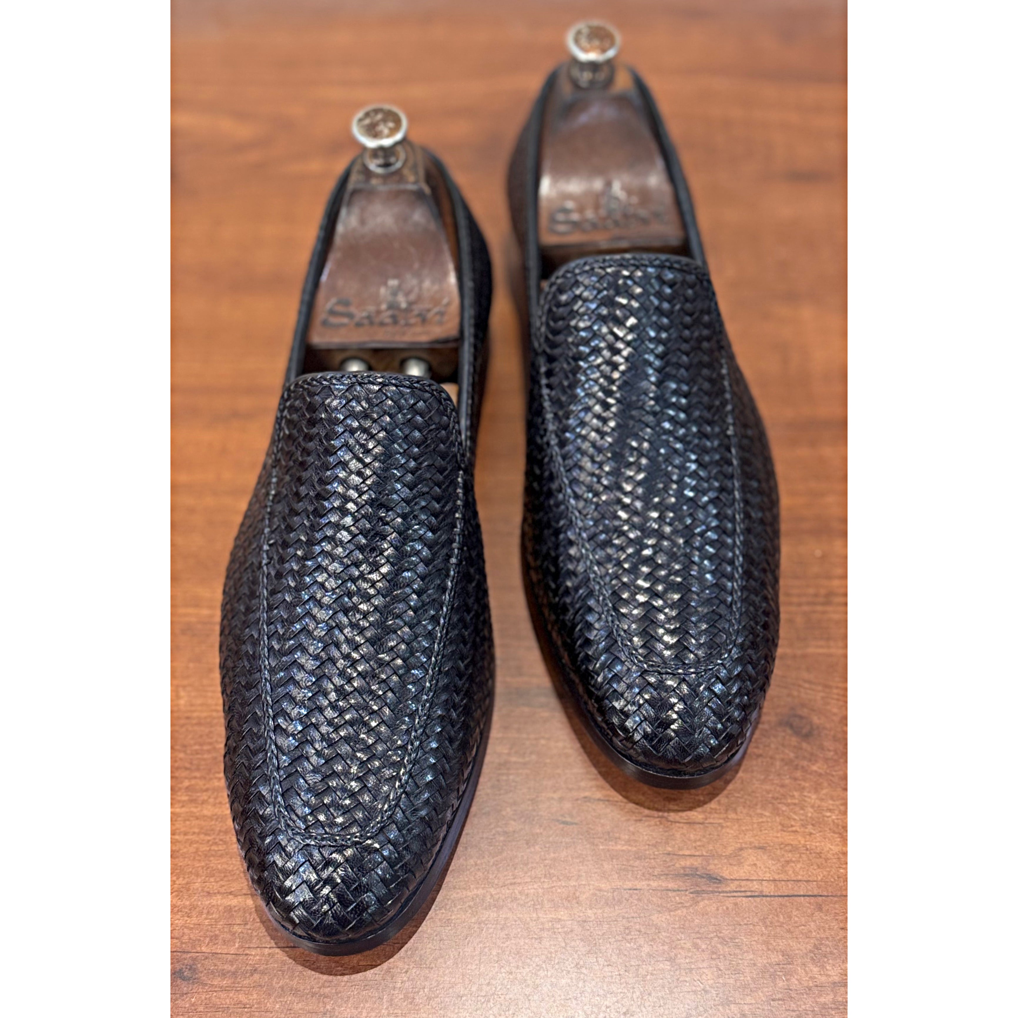 Black Handwoven Loafers