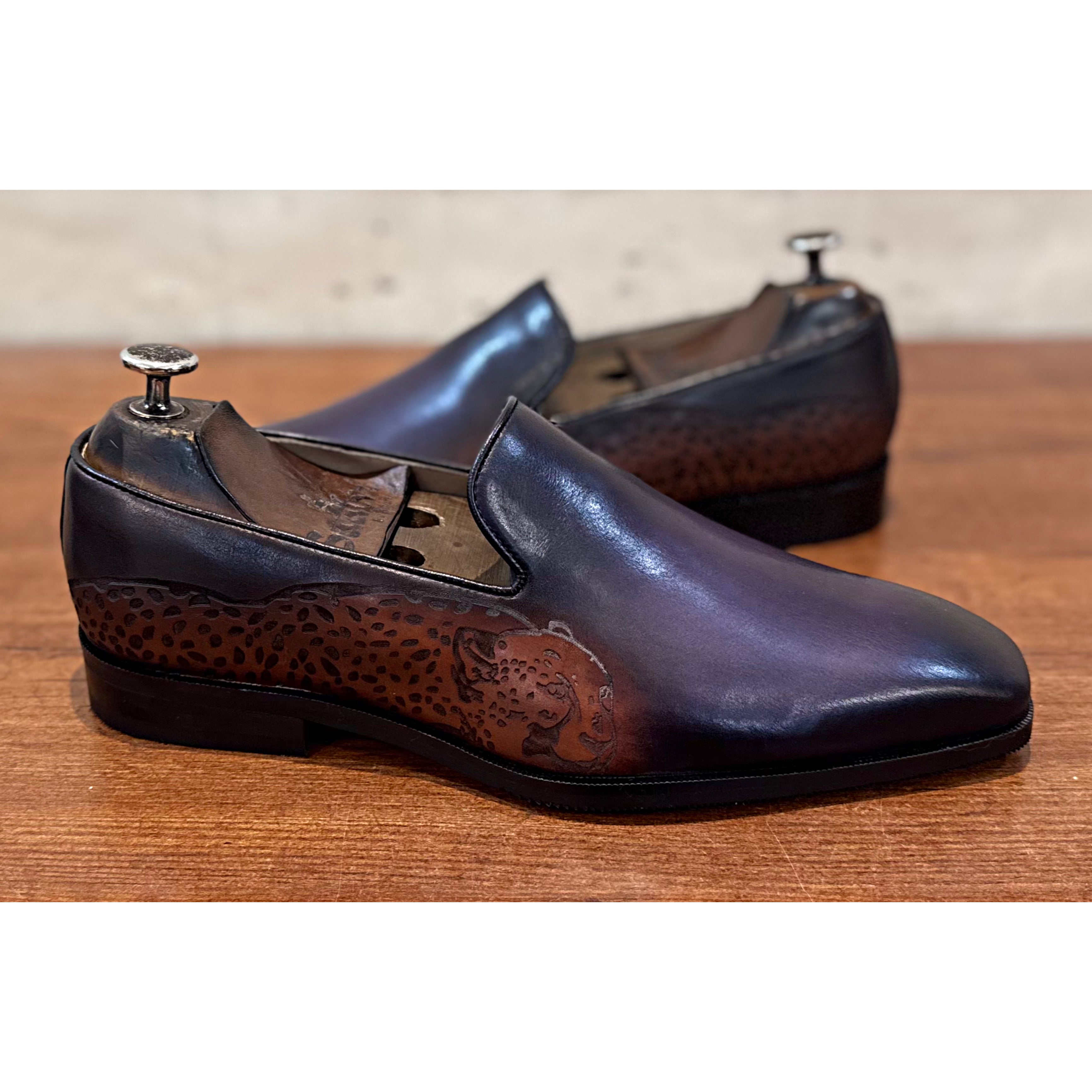Blue Hand Patina Loafers Tiger