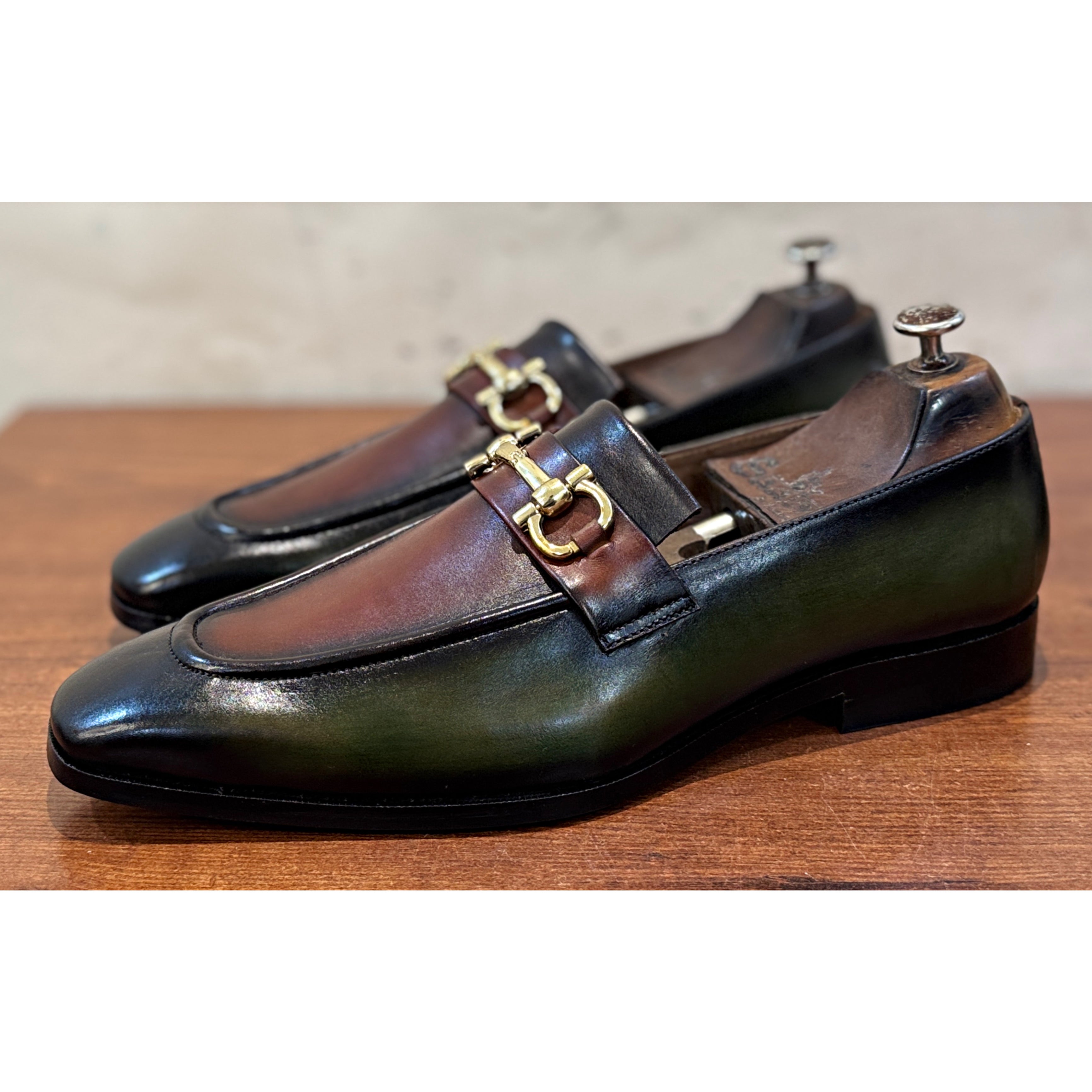 Hand Patina Loafers Green | T