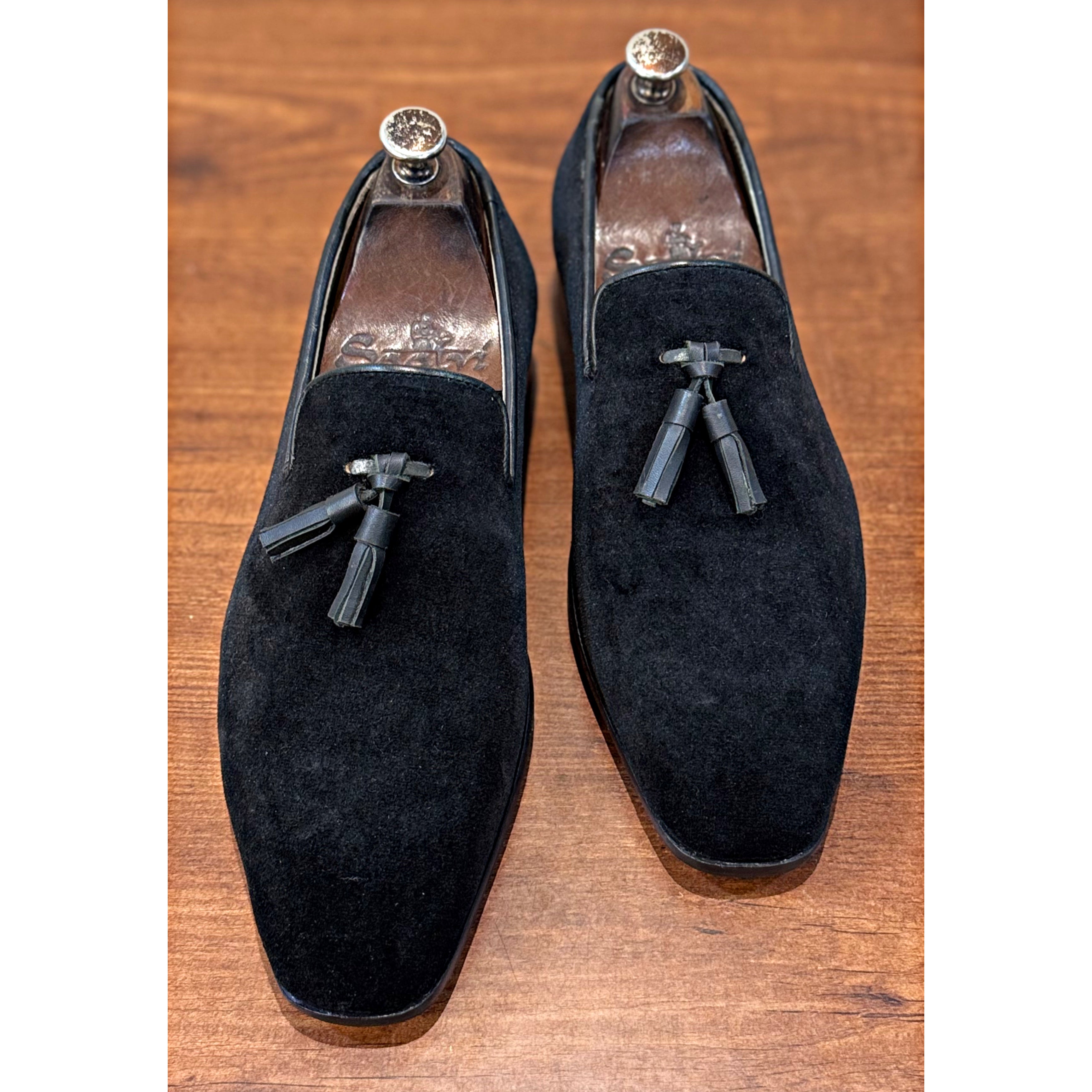 Black Velvet Loafers Tassels