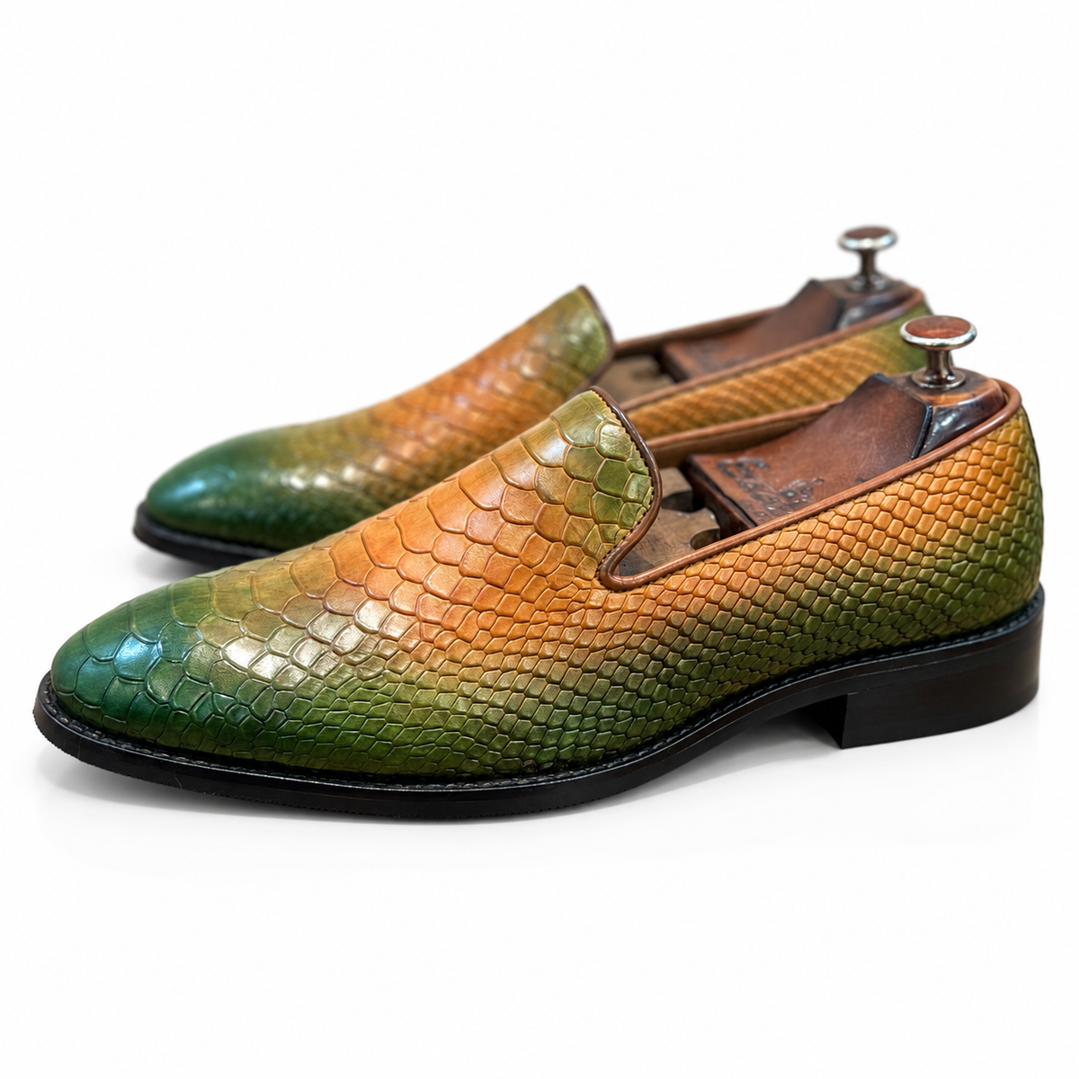 Verde Ombre Serpente Loafers