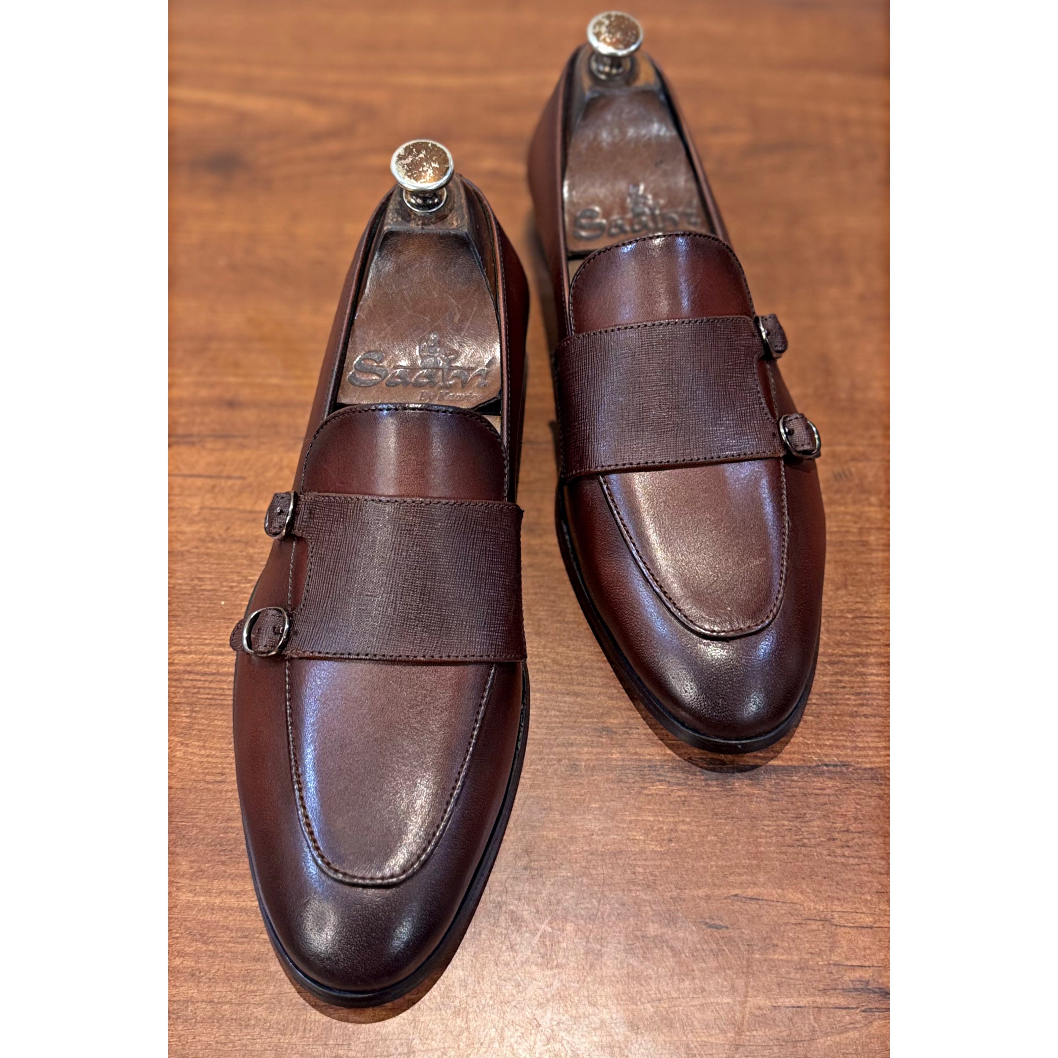 Brown Double Monk Strap Loafers