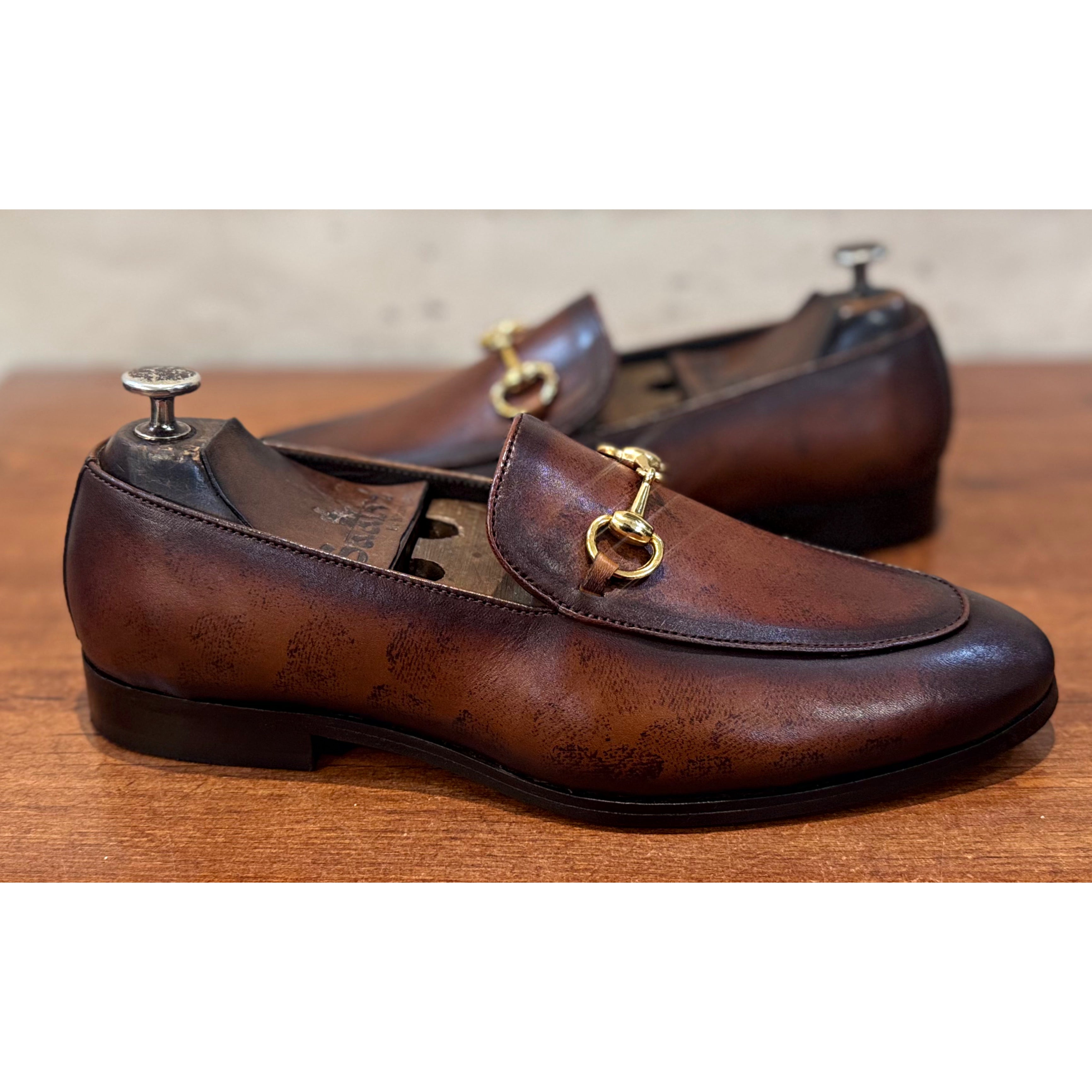 Horsebit Loafers Hand Patina Tan Brown