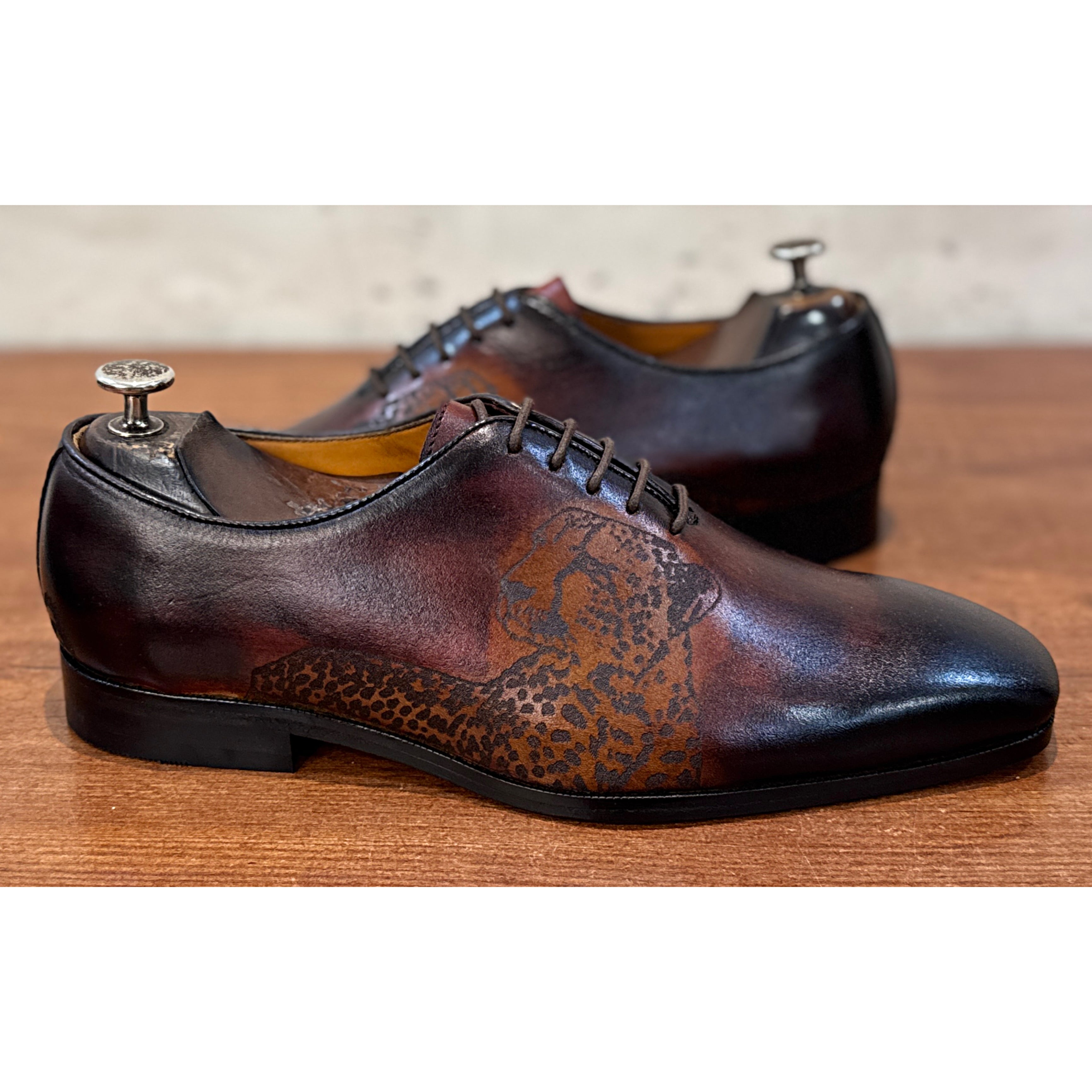Hand-Painted Leather Oxford Shoes | Brown Designer Luxury Dress Shoes