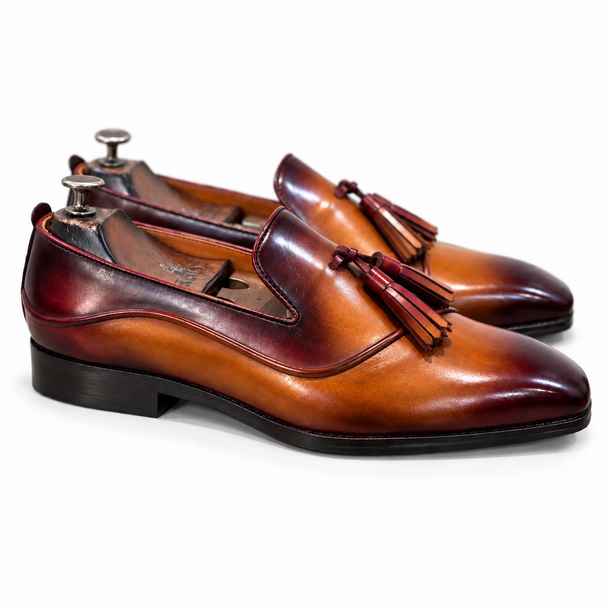 Cognac Bordeaux Élan Tassel Loafers