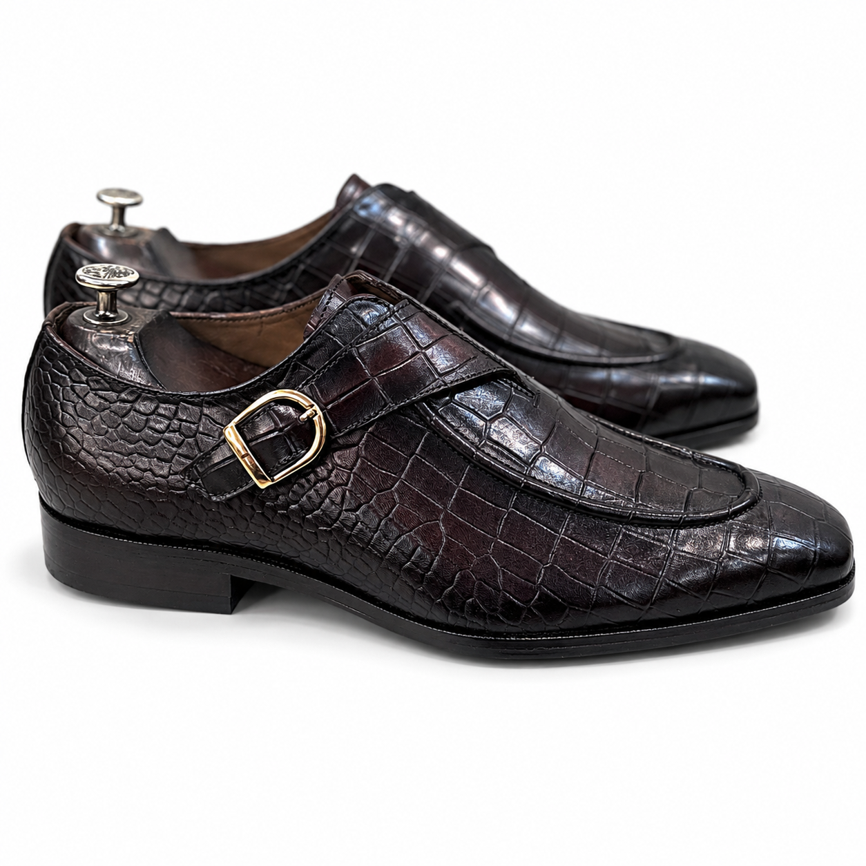 British Pointed Toe Single Monk – Dark Brown