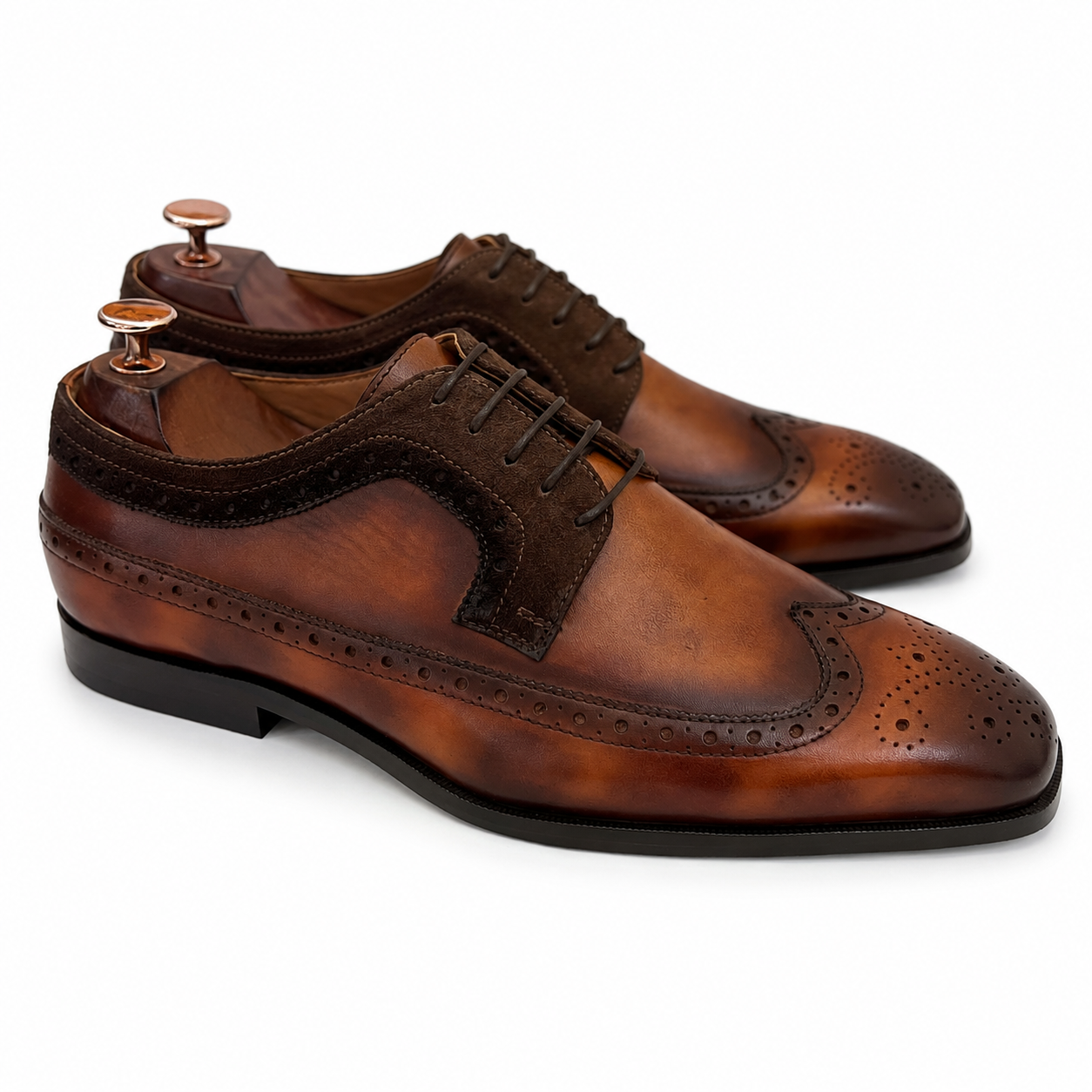 Wingtip Brogue Hand Patina Brown