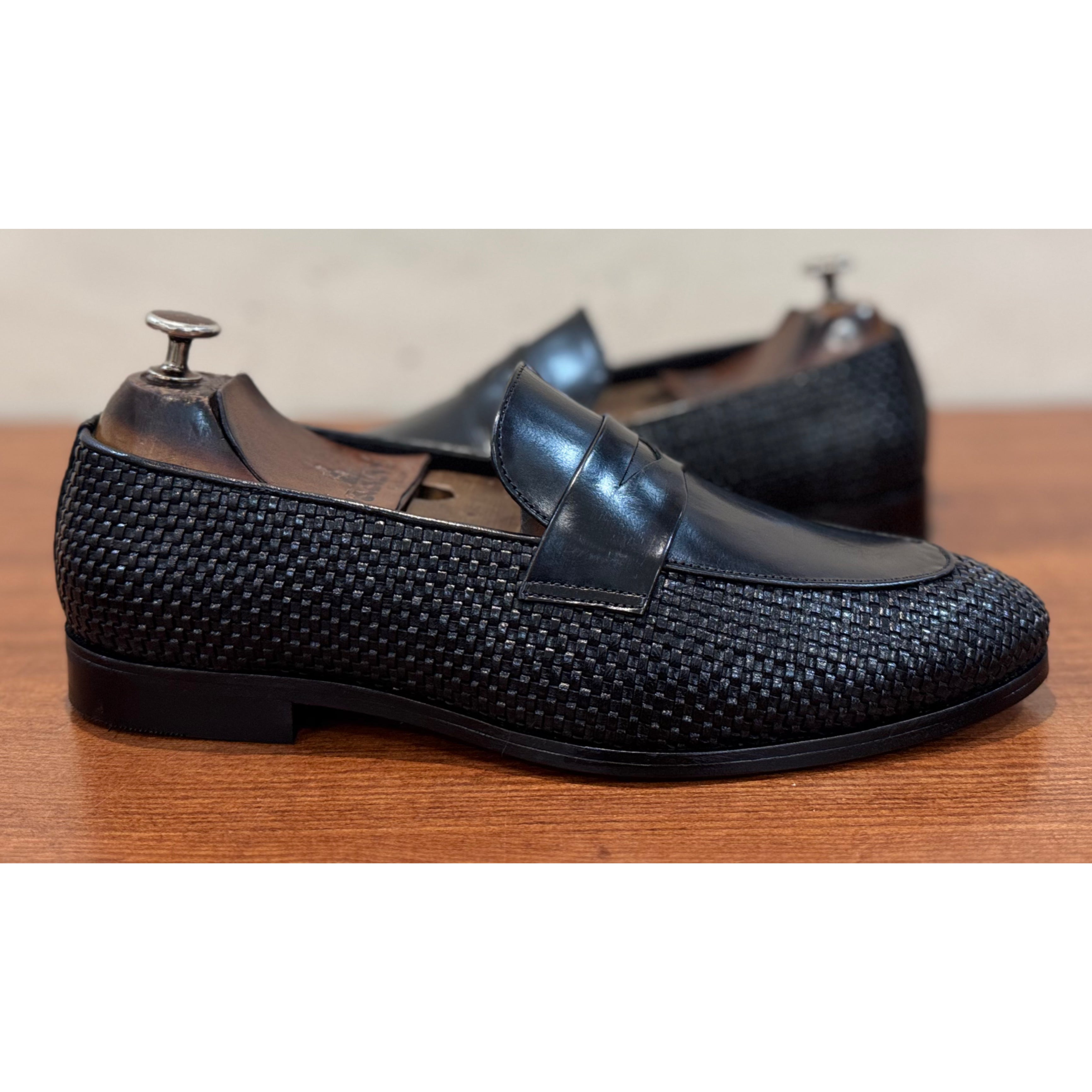 Black Penny Loafers Weave