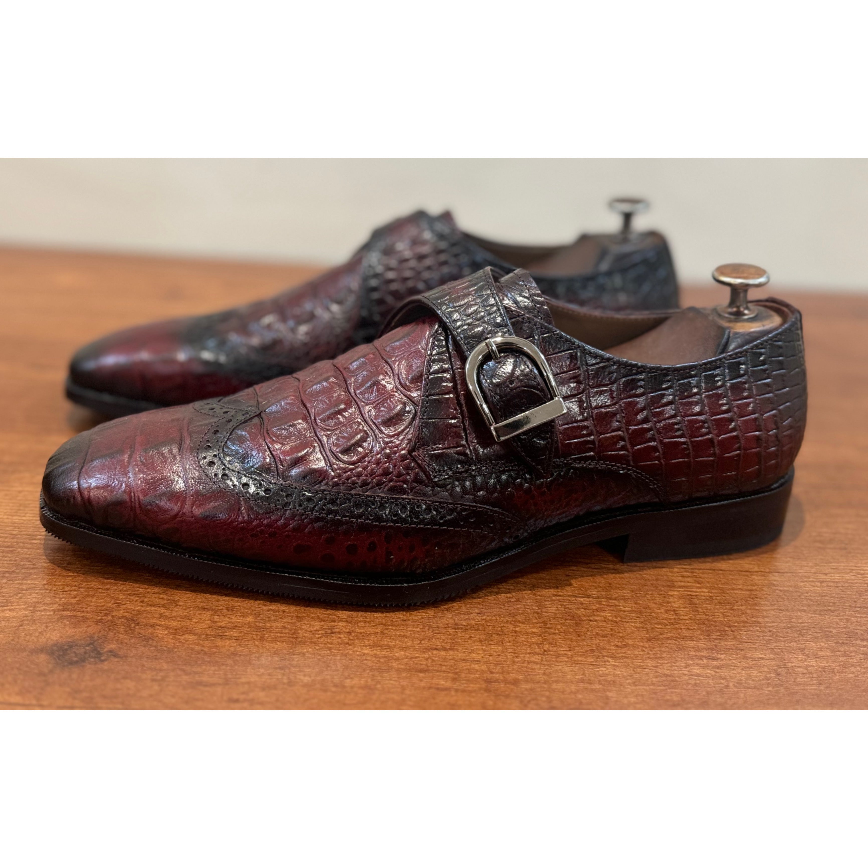 Single Monk Strap Croco Brown