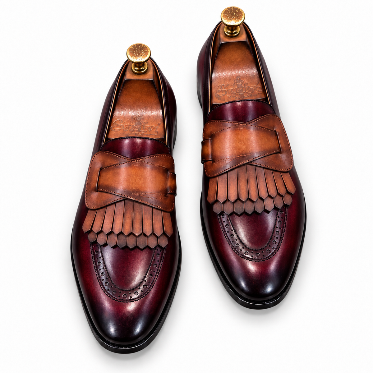 Bordeaux Cognac Kiltie Loafers