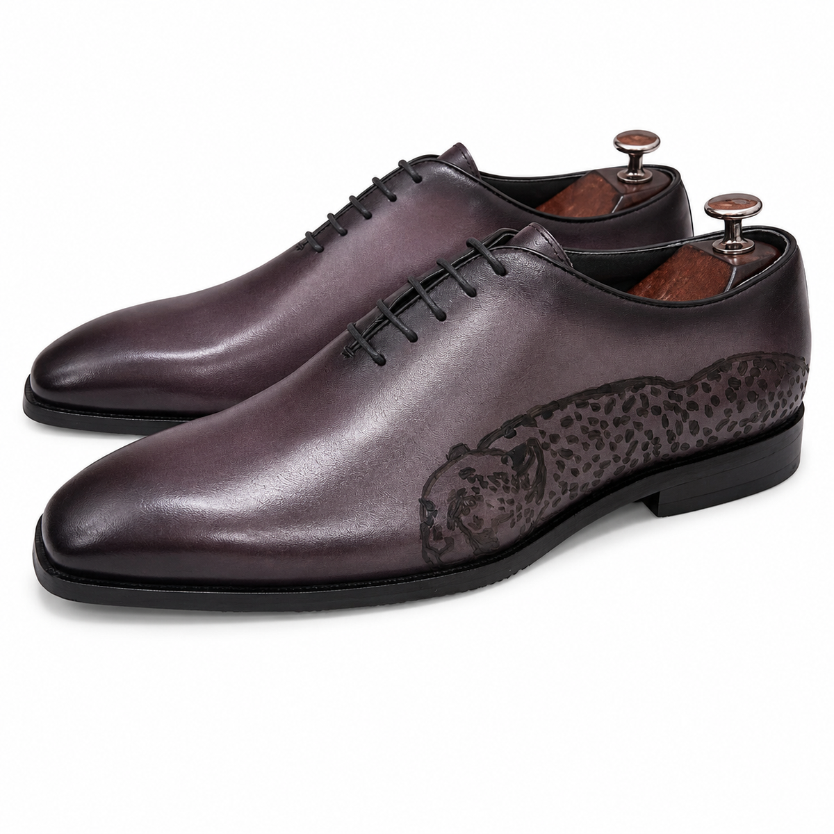 Smoky Mocha Embossed Leather Oxford Shoes