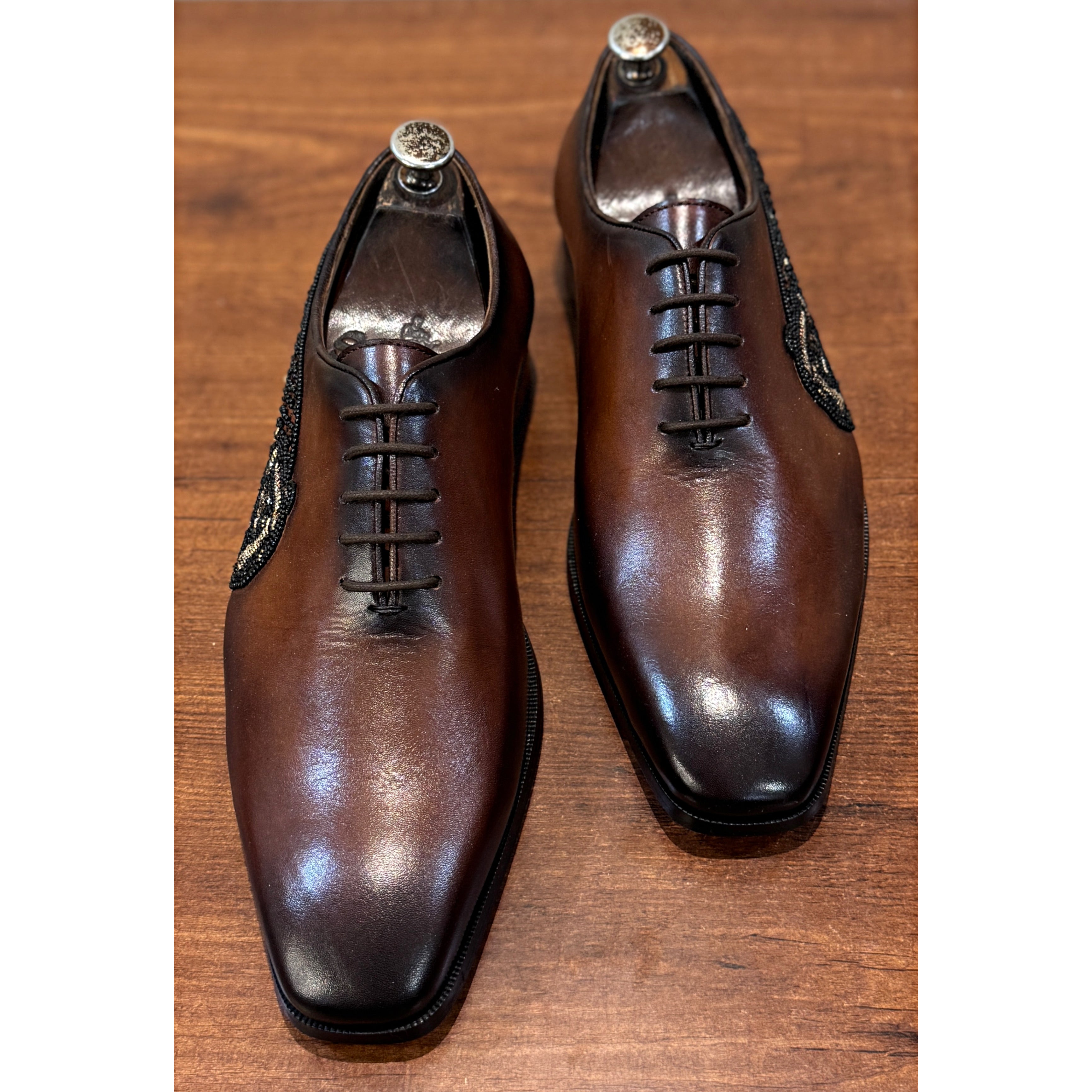 Imperial Panther Hand-Embroidered Luxury Leather Oxford Shoes for Men