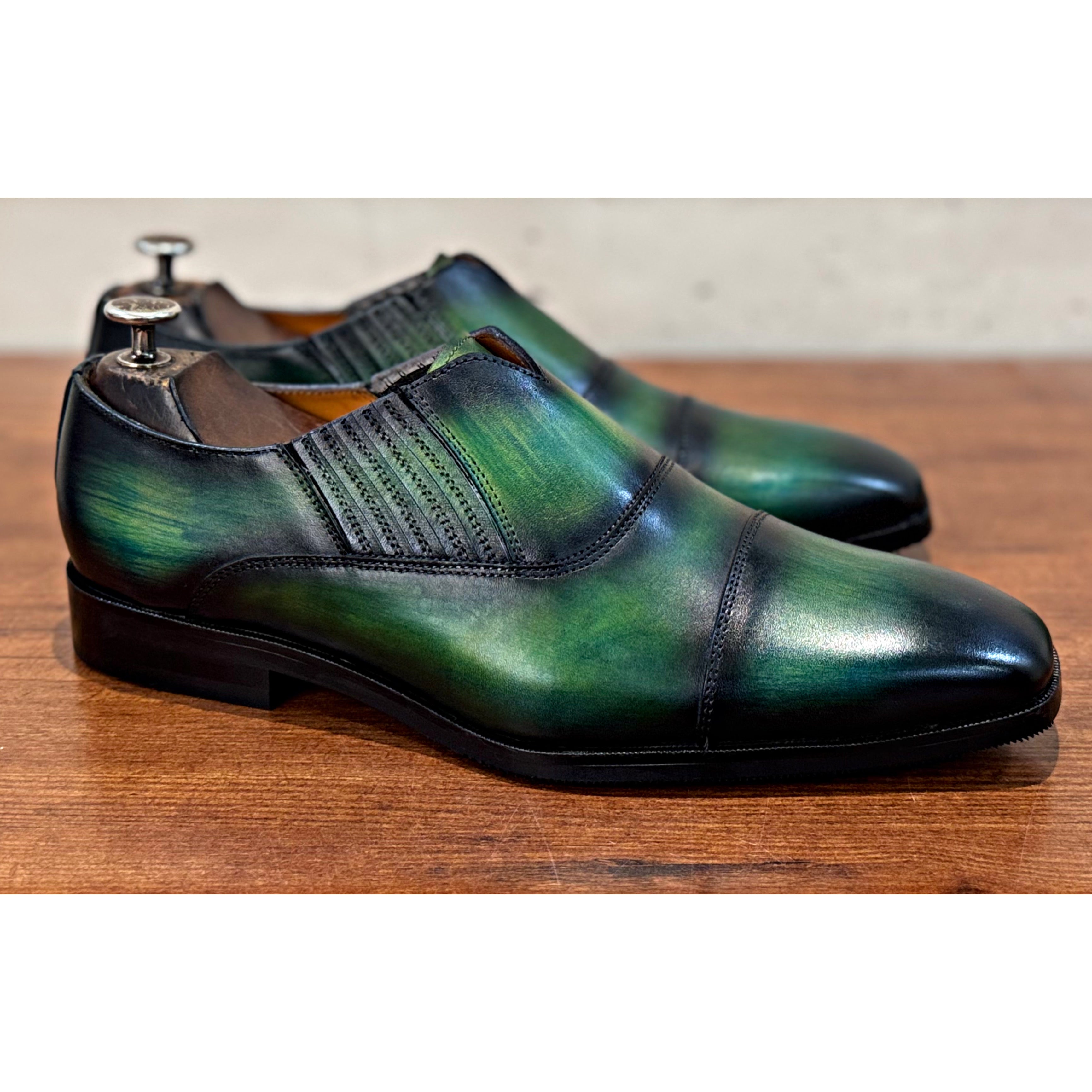 Green Hand Patina Loafers Italia