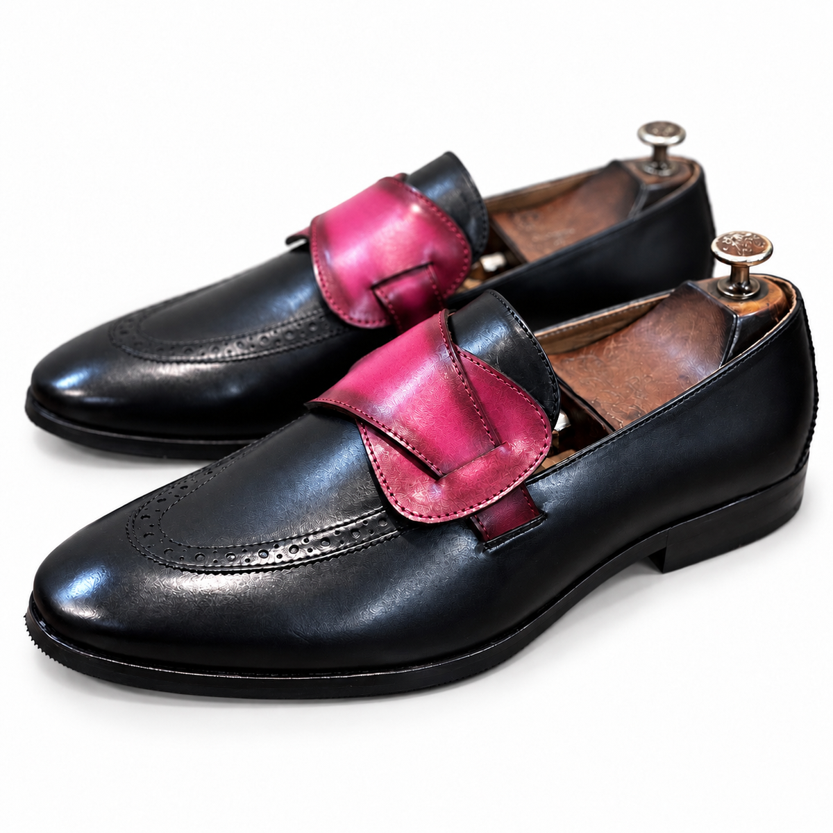 Noir Fuchsia Butterfly Loafers