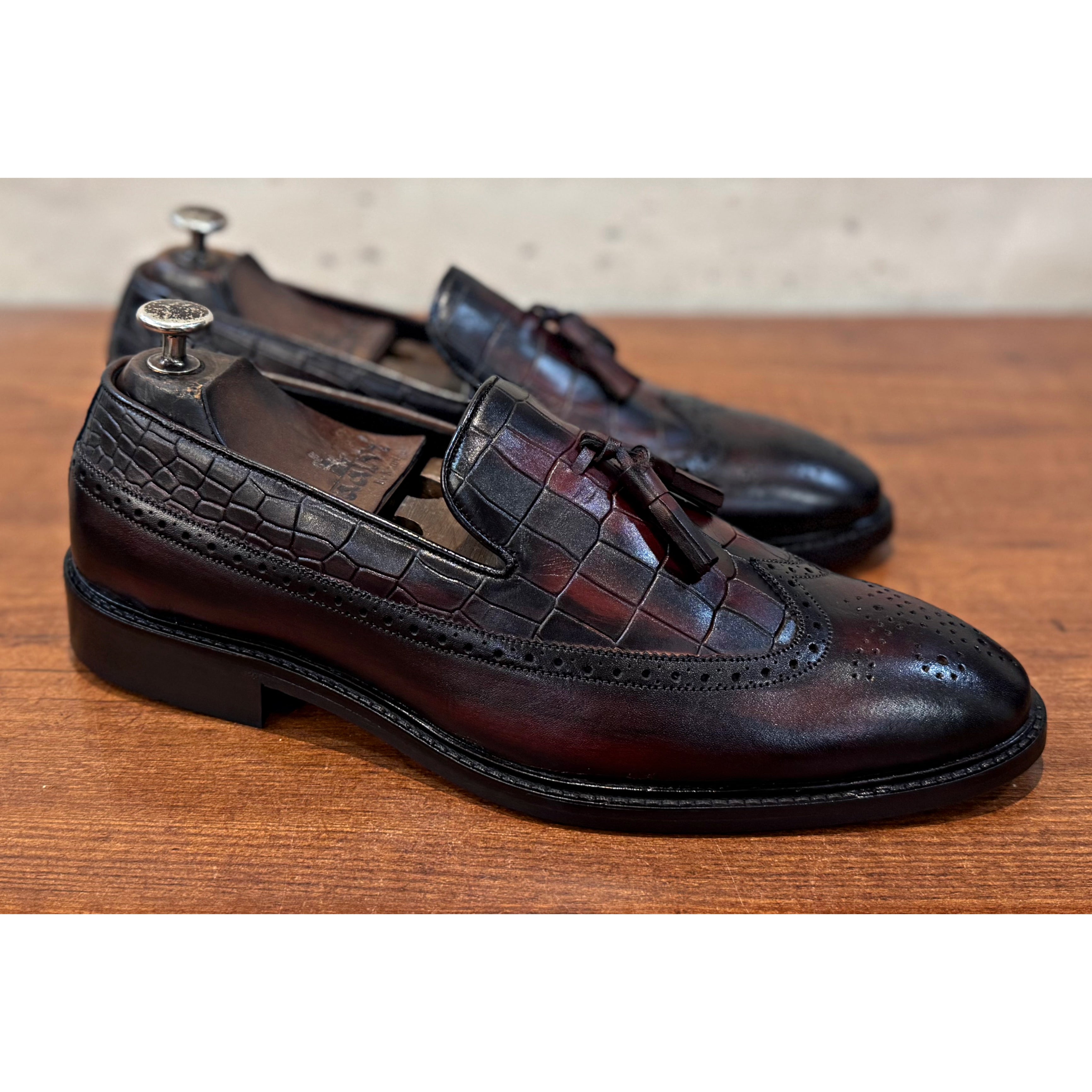 Wingcap Loafers With Tassels - Bordo