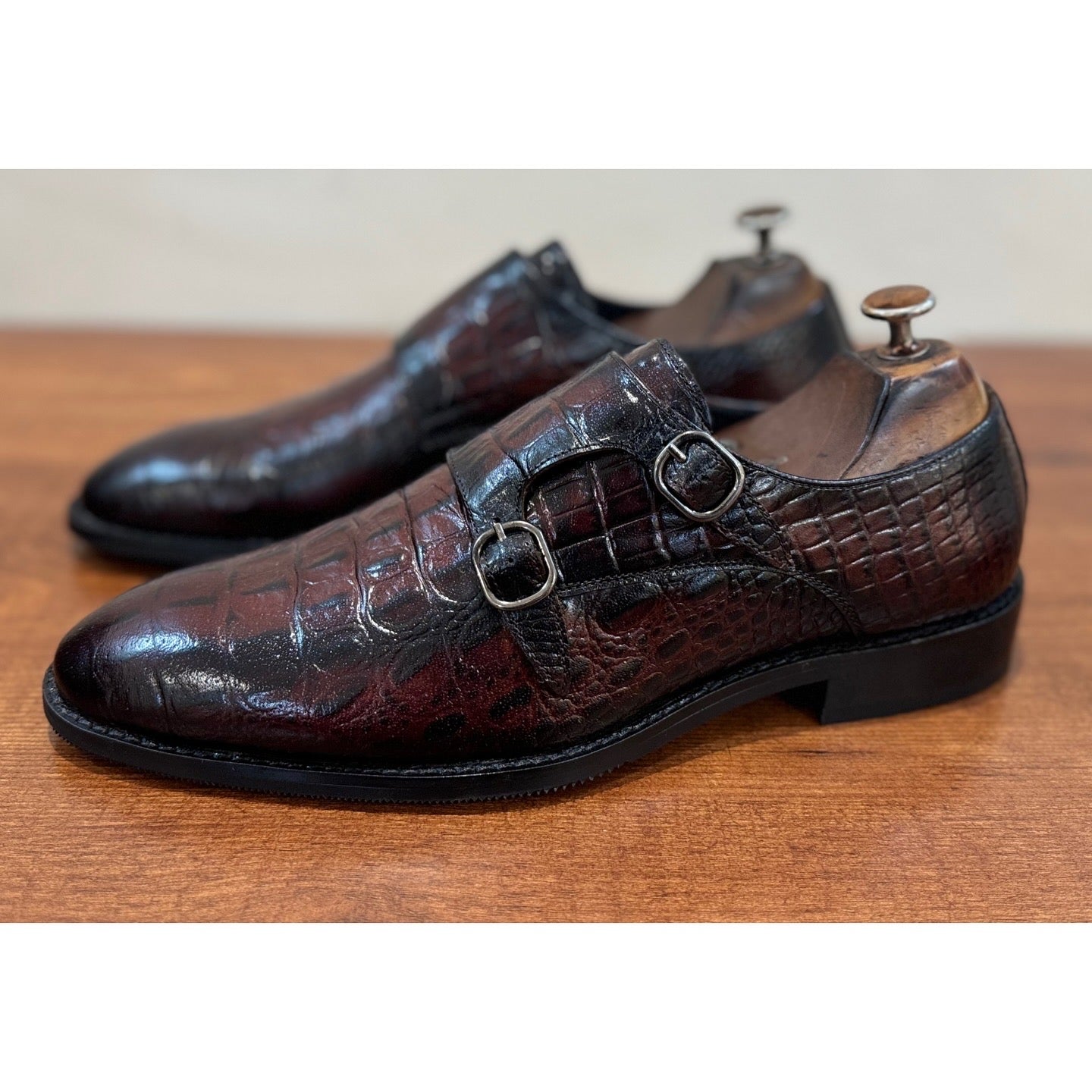 Double Monk Strap Croco
