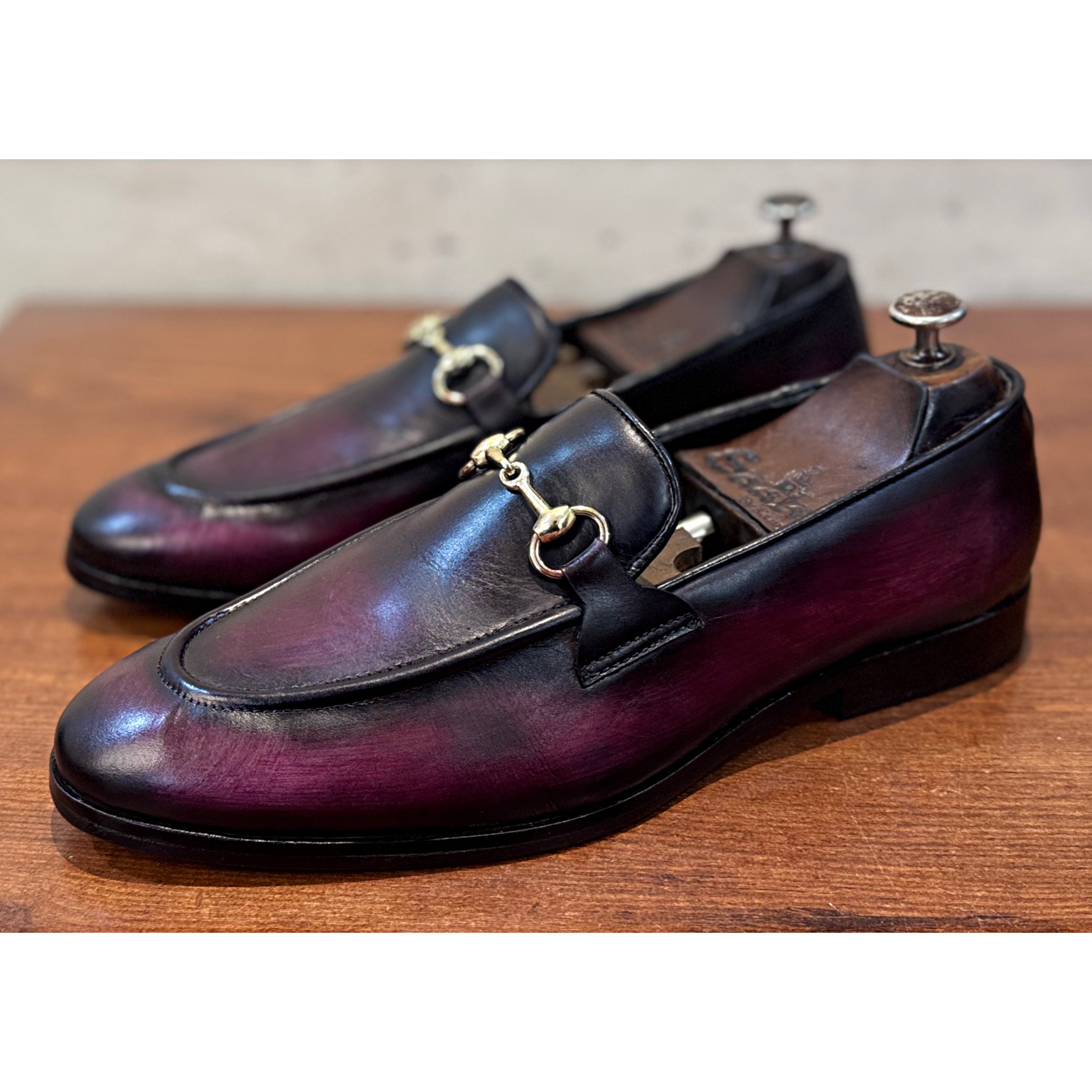 Horsebit Loafers Hand Patina Purple
