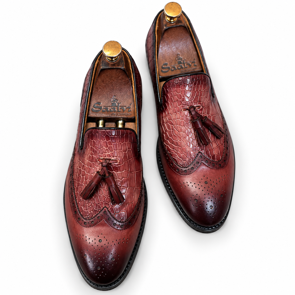 Bordeaux Sovereign Croco Tassel Loafers