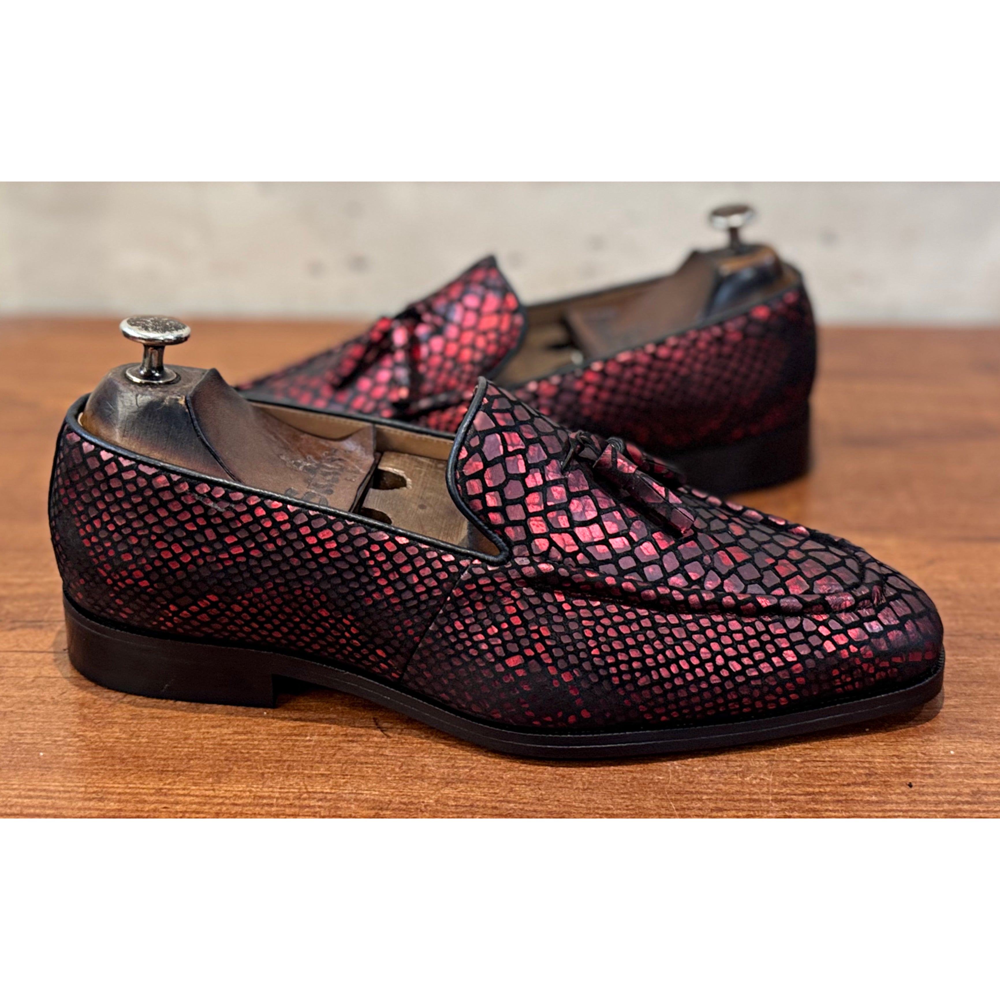 Snake Foil Loafers With Tassels Red
