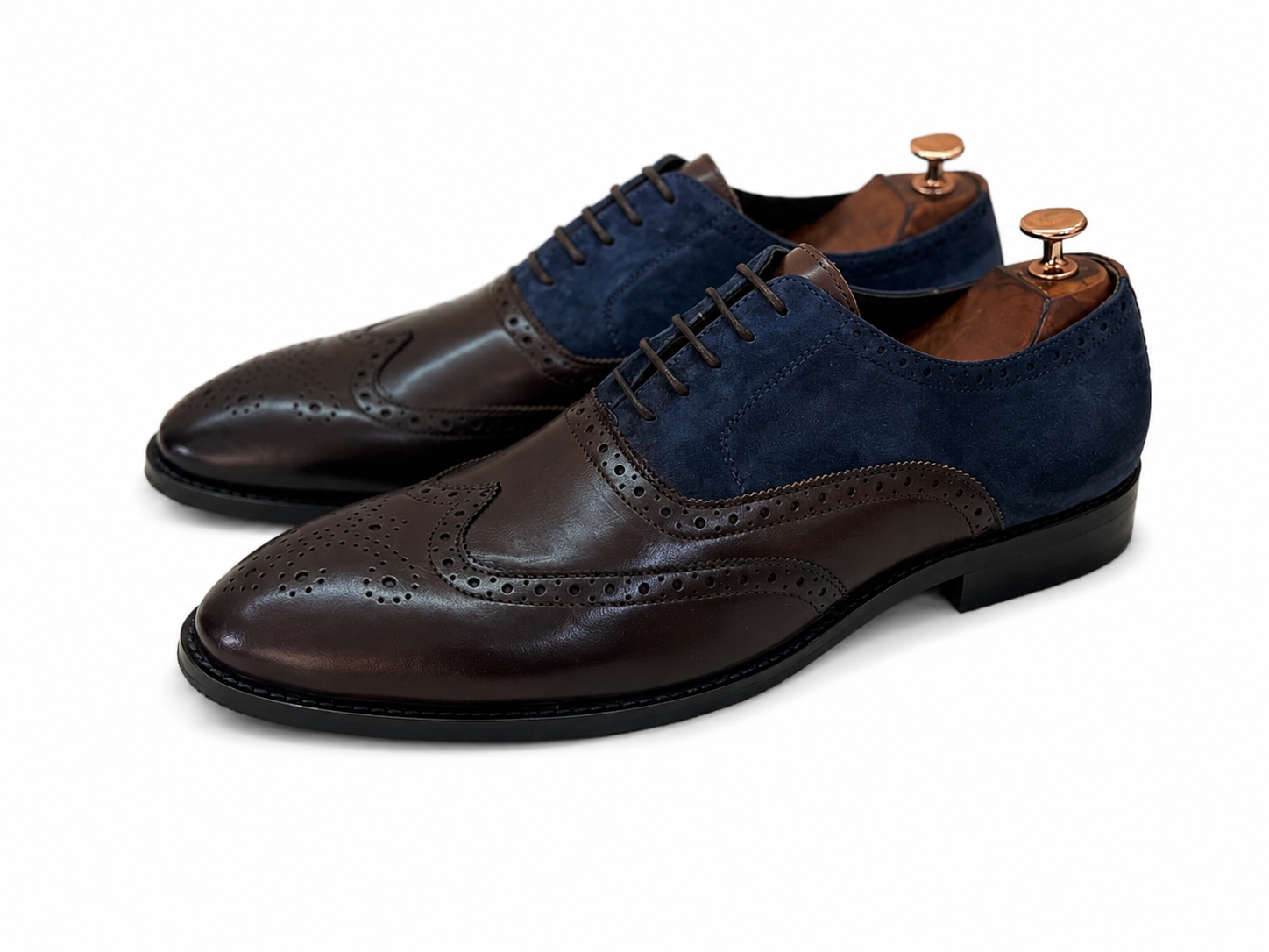 Monarch Duotone Wingtip Oxfords – Espresso & Navy