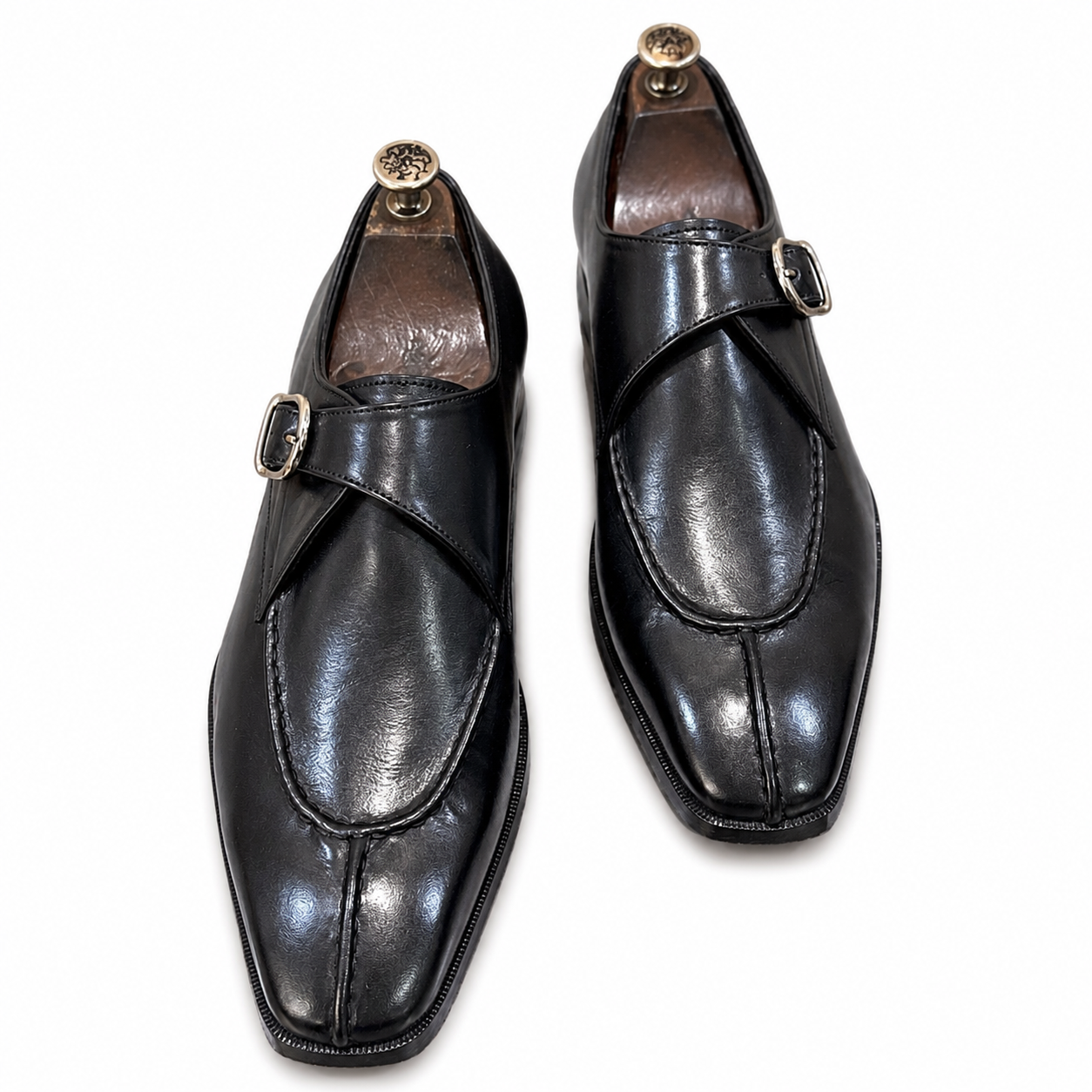 Savile Row Belgian Apron Monk Shoes – Noir Obsidian