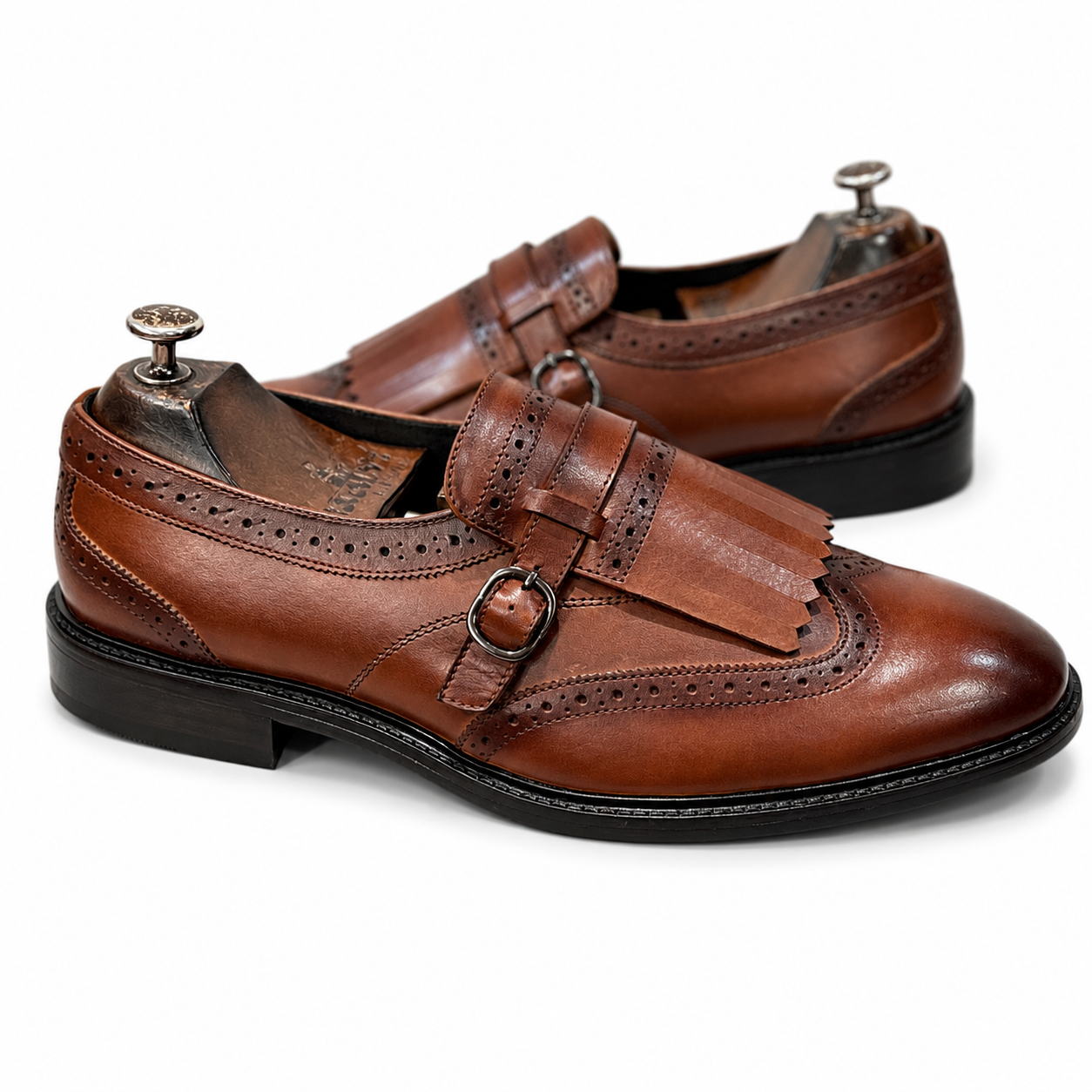 Wingcap Monk Loafers - Tan