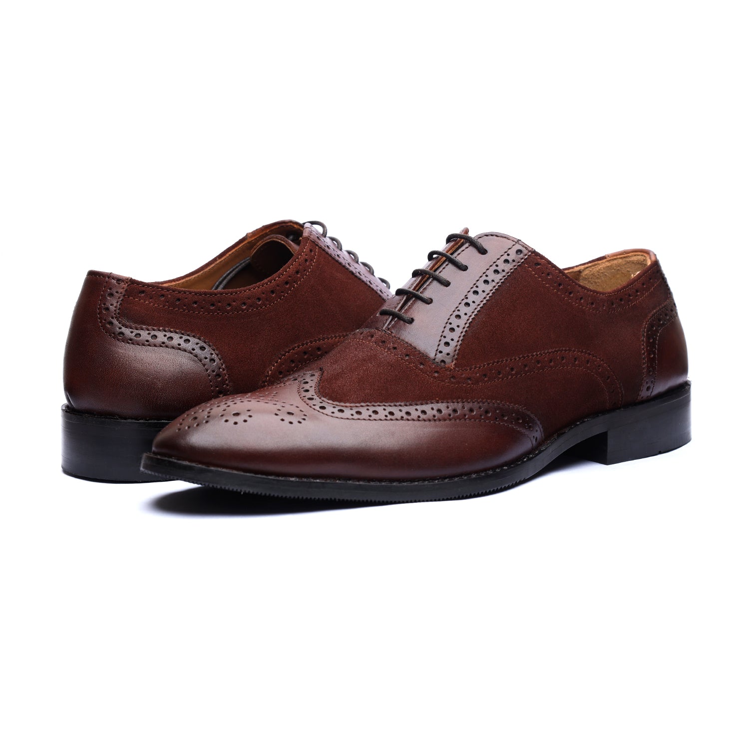 Brown Suede & Leather Brouge Oxfords