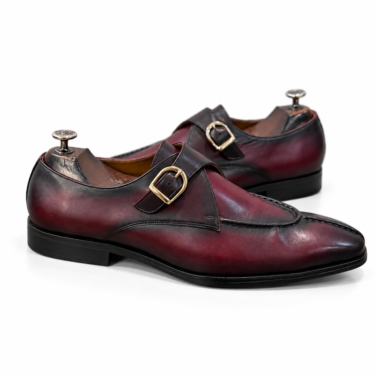 Aureate Cognac Patina Single Monk Strap