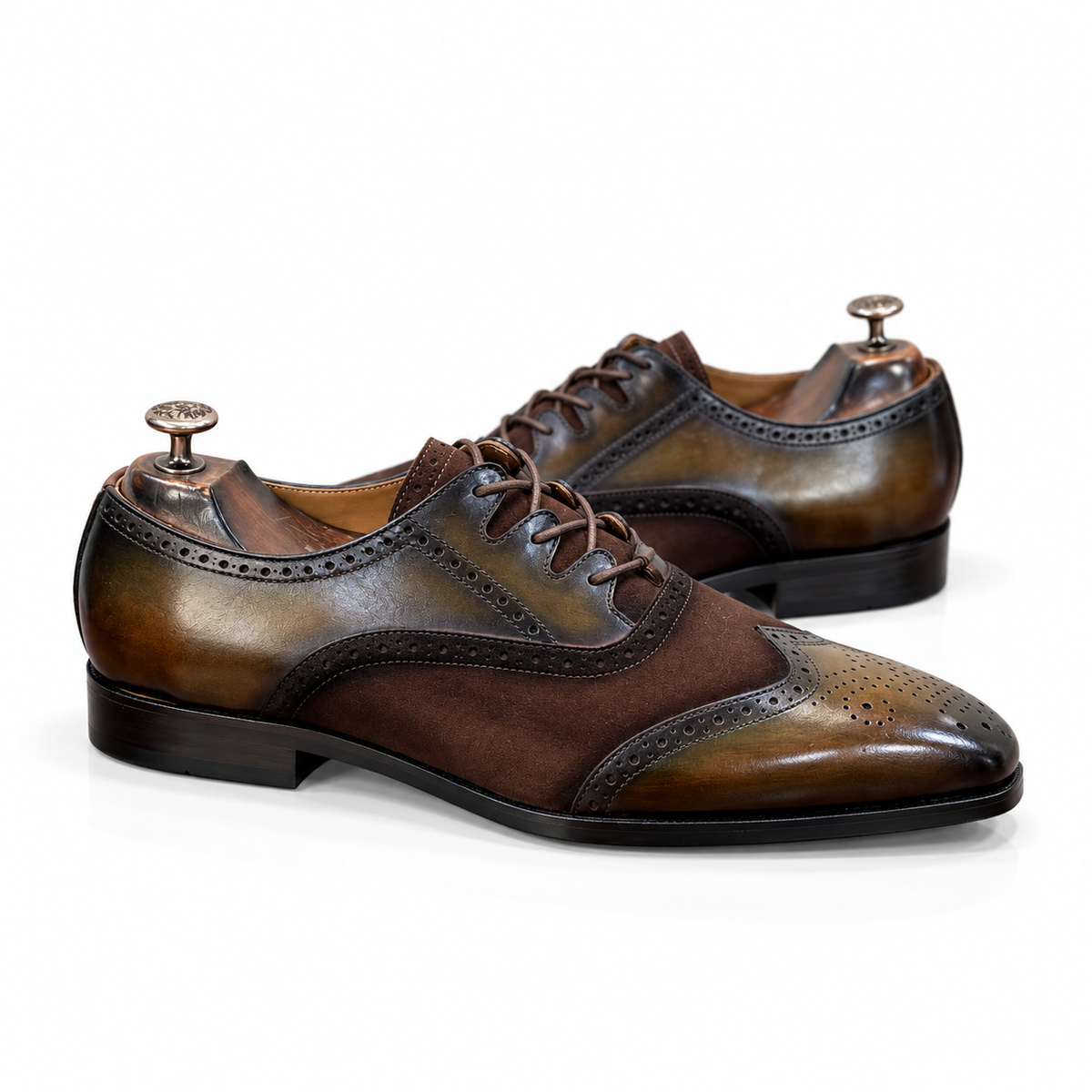 Veyron Olive-Brown Wingtip Oxfords