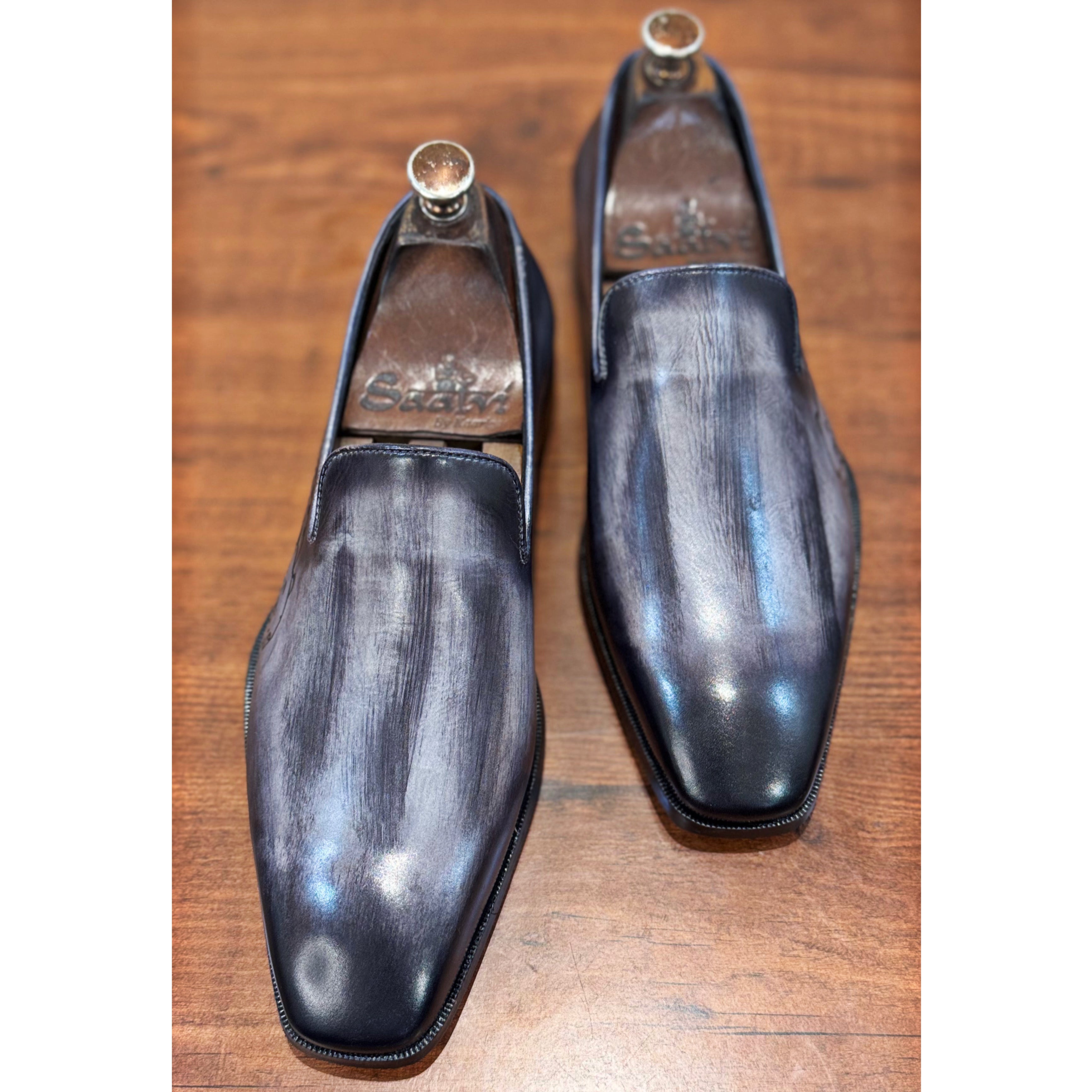 Grey Hand Patina Loafers Tiger