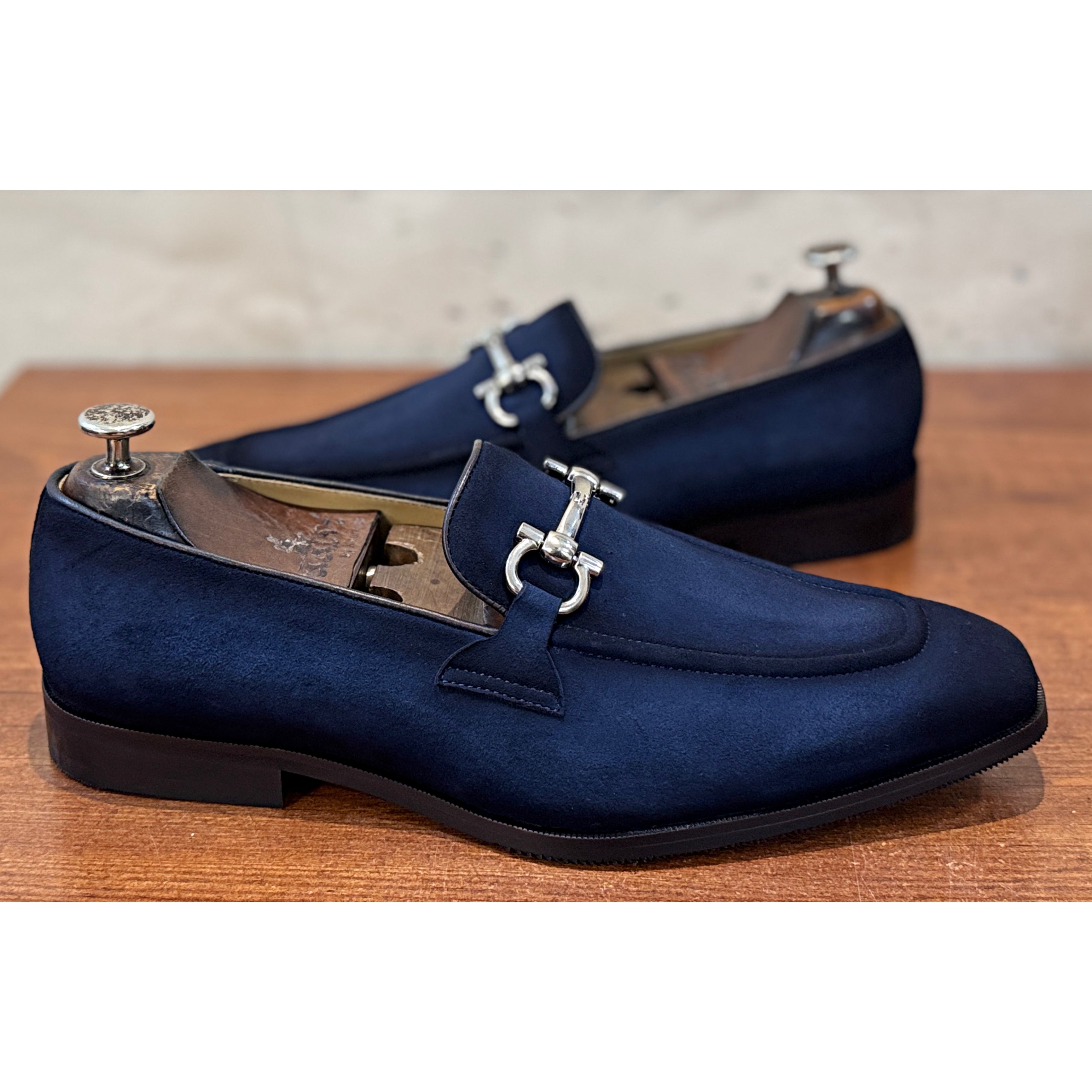 The Midnight Riviera – Navy Suede Horsebit Loafers